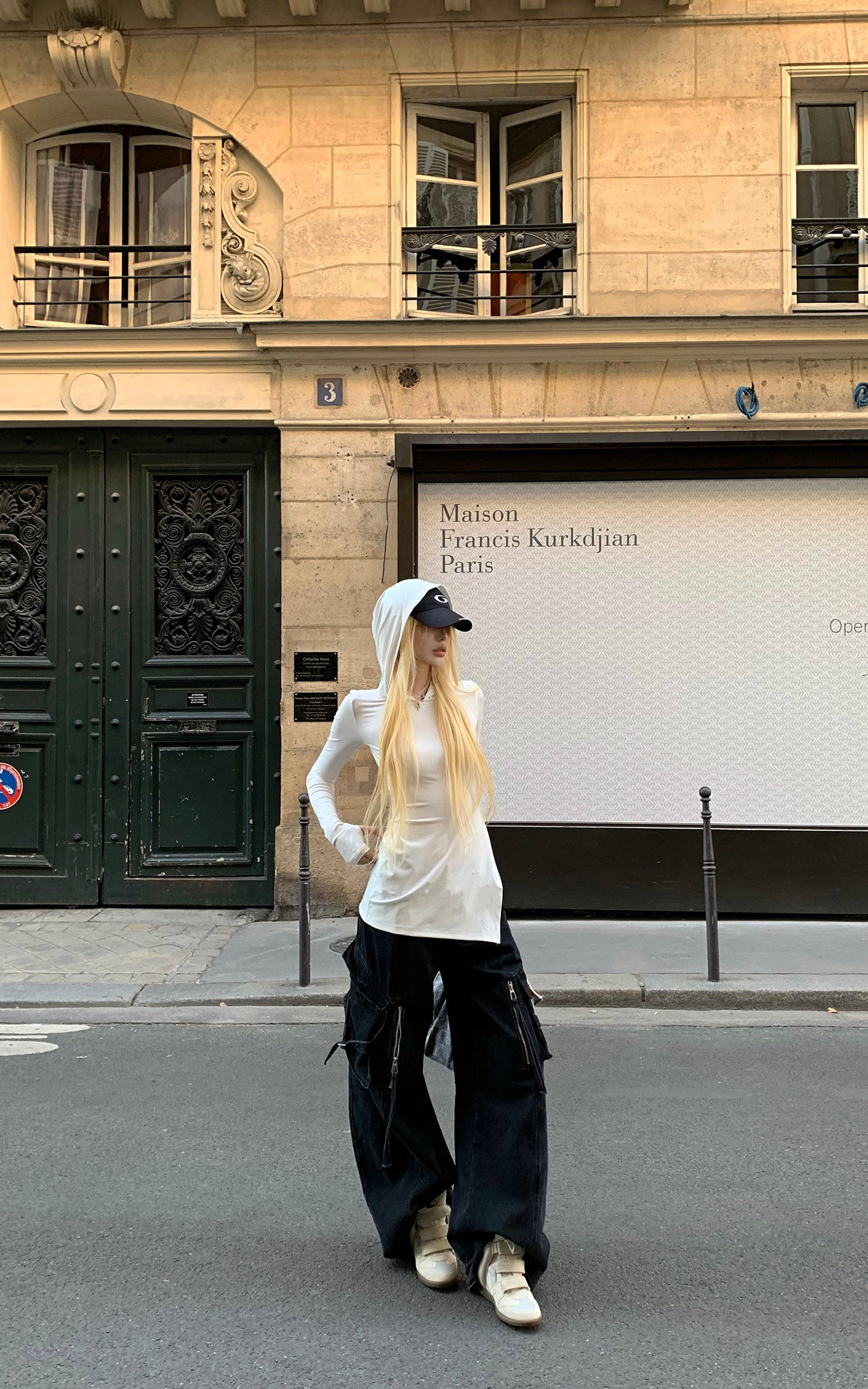 Rase le sol スリットヘム付きプリントフィットパーカー