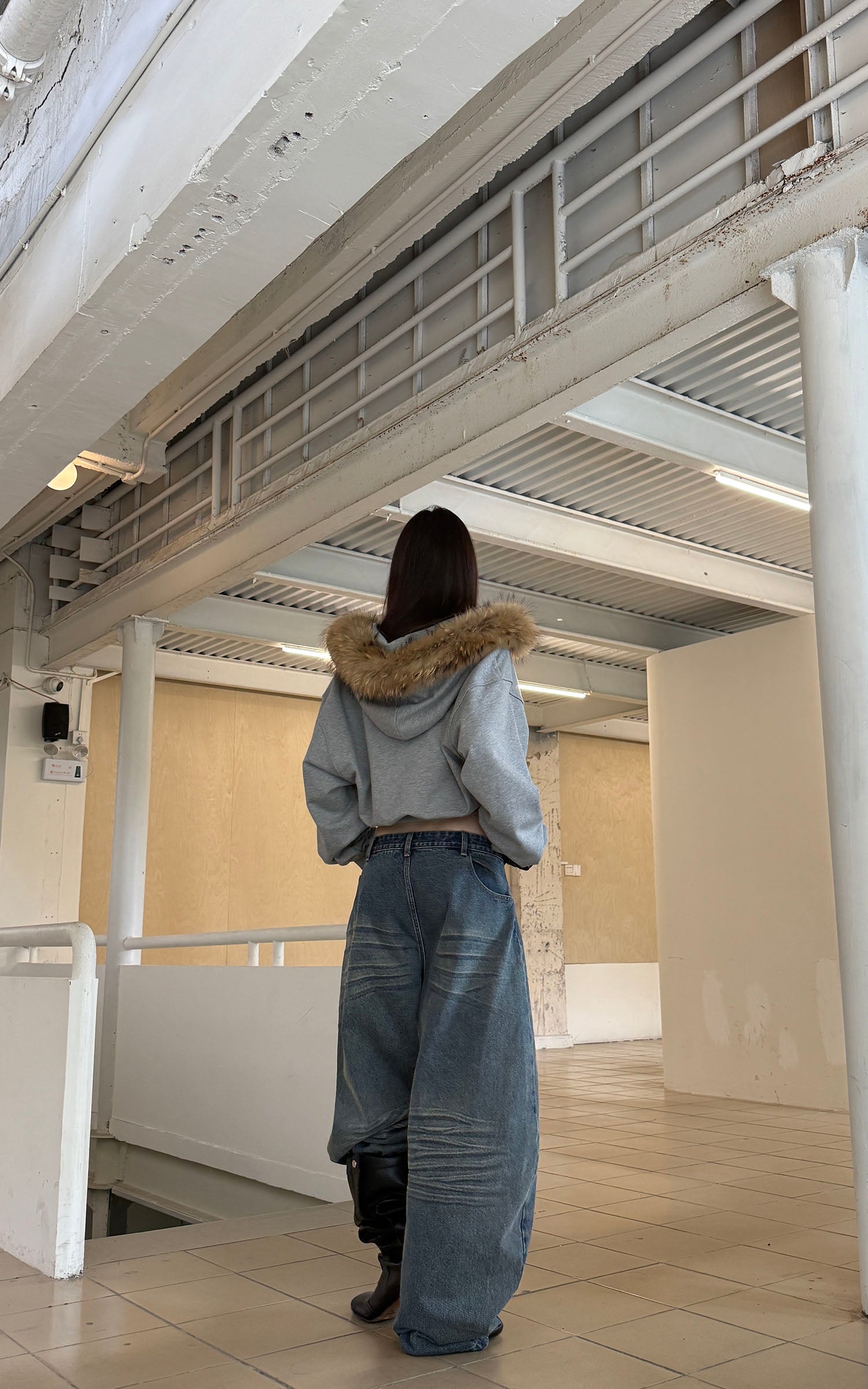 0122stepll カーブワイドレッグドラッグジーンズ