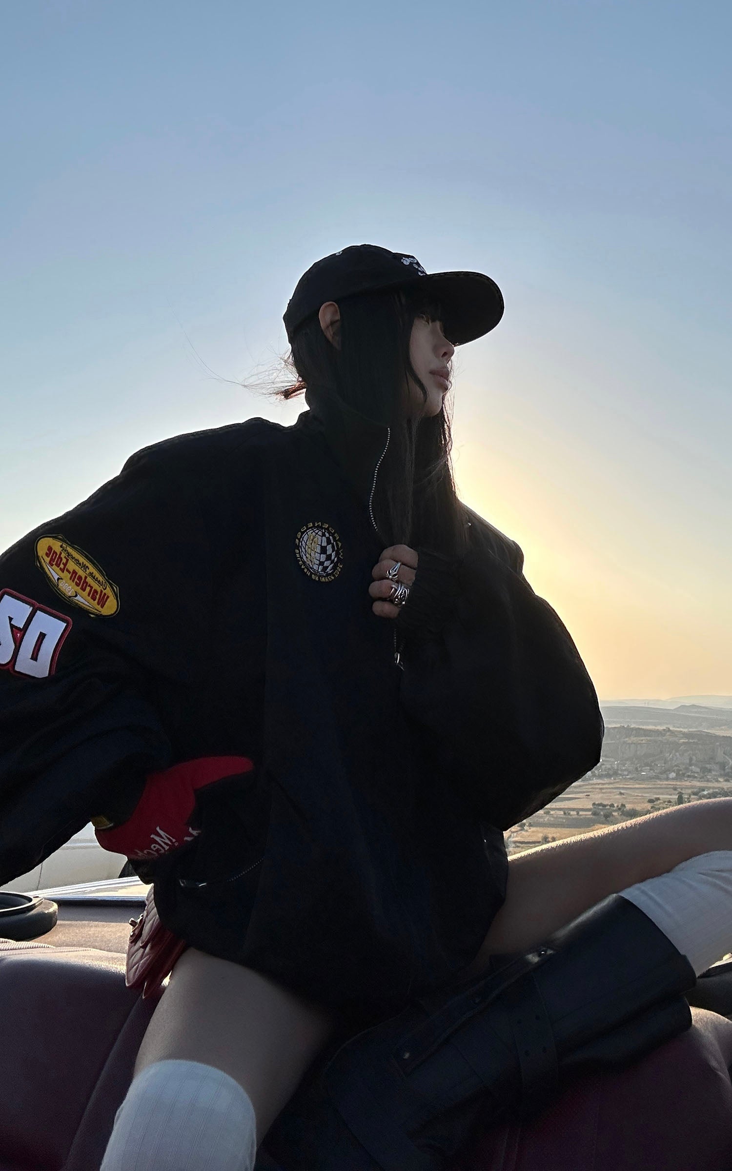 WARDEN EDGE Racing Patch Zip Jacket with Elastic Cuffs and Retro Embroidery