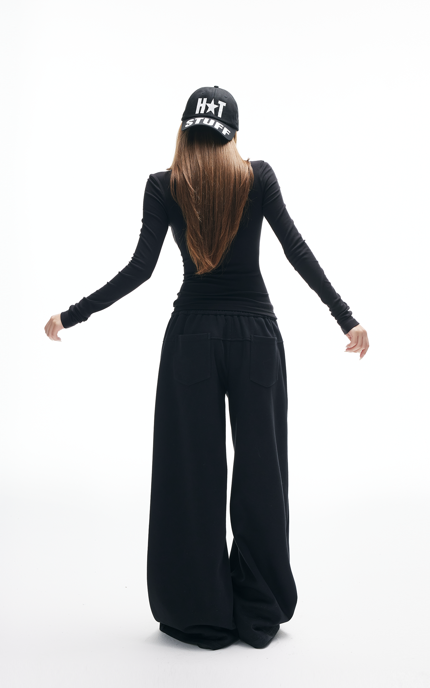 IAMXIAA Studded V-Neck Long Sleeve Tee