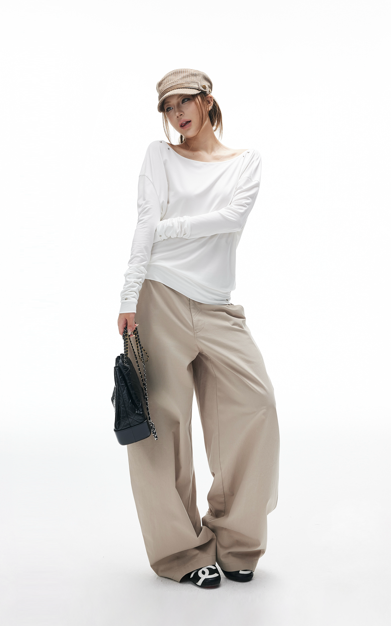 IAMXIAA Open-Back Studded Long Sleeve Top