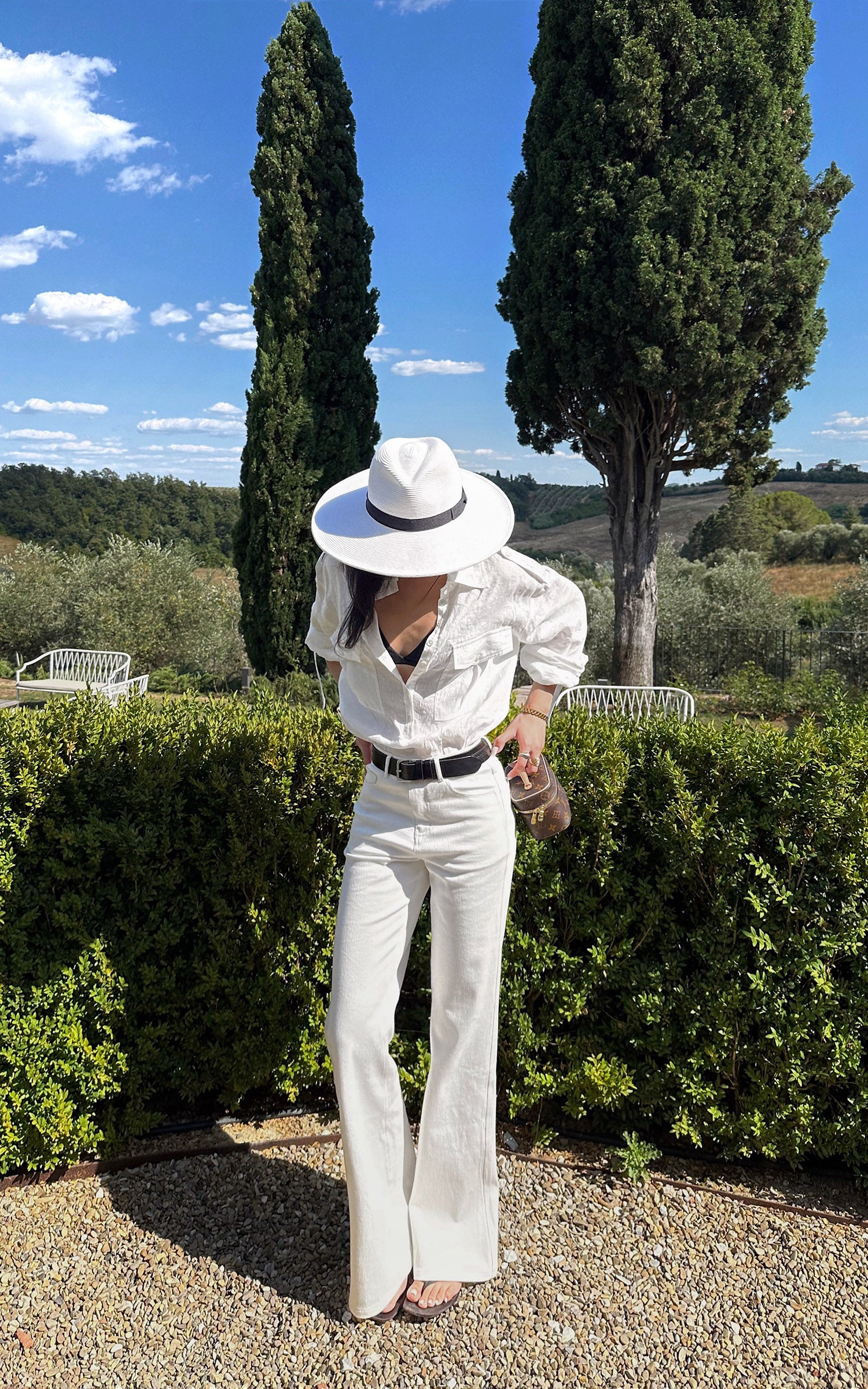 ROVENTE エポレットとパッチポケット付きリネンユーティリティシャツ