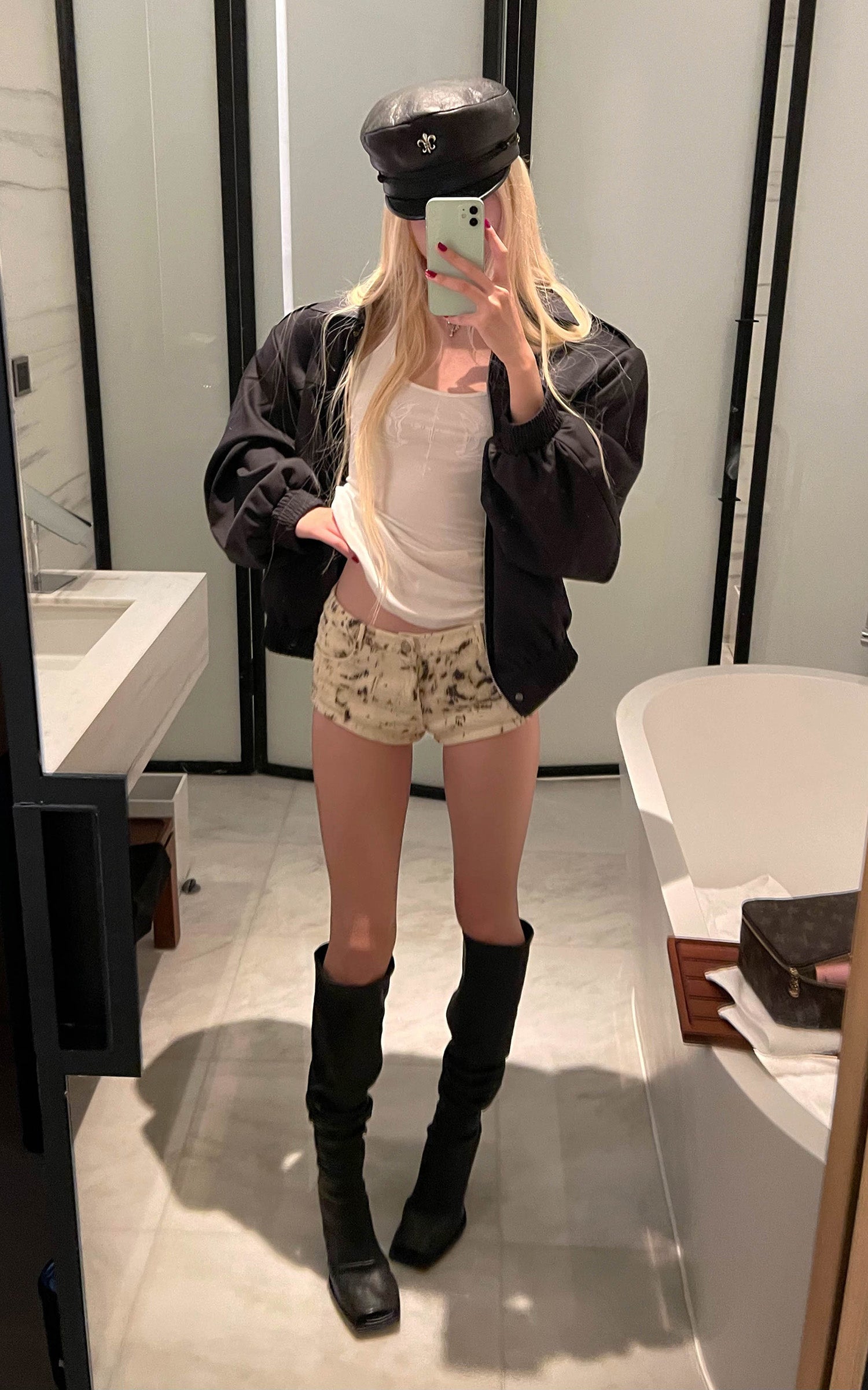 Rase le sol レオパード柄デニムマイクロショートパンツ