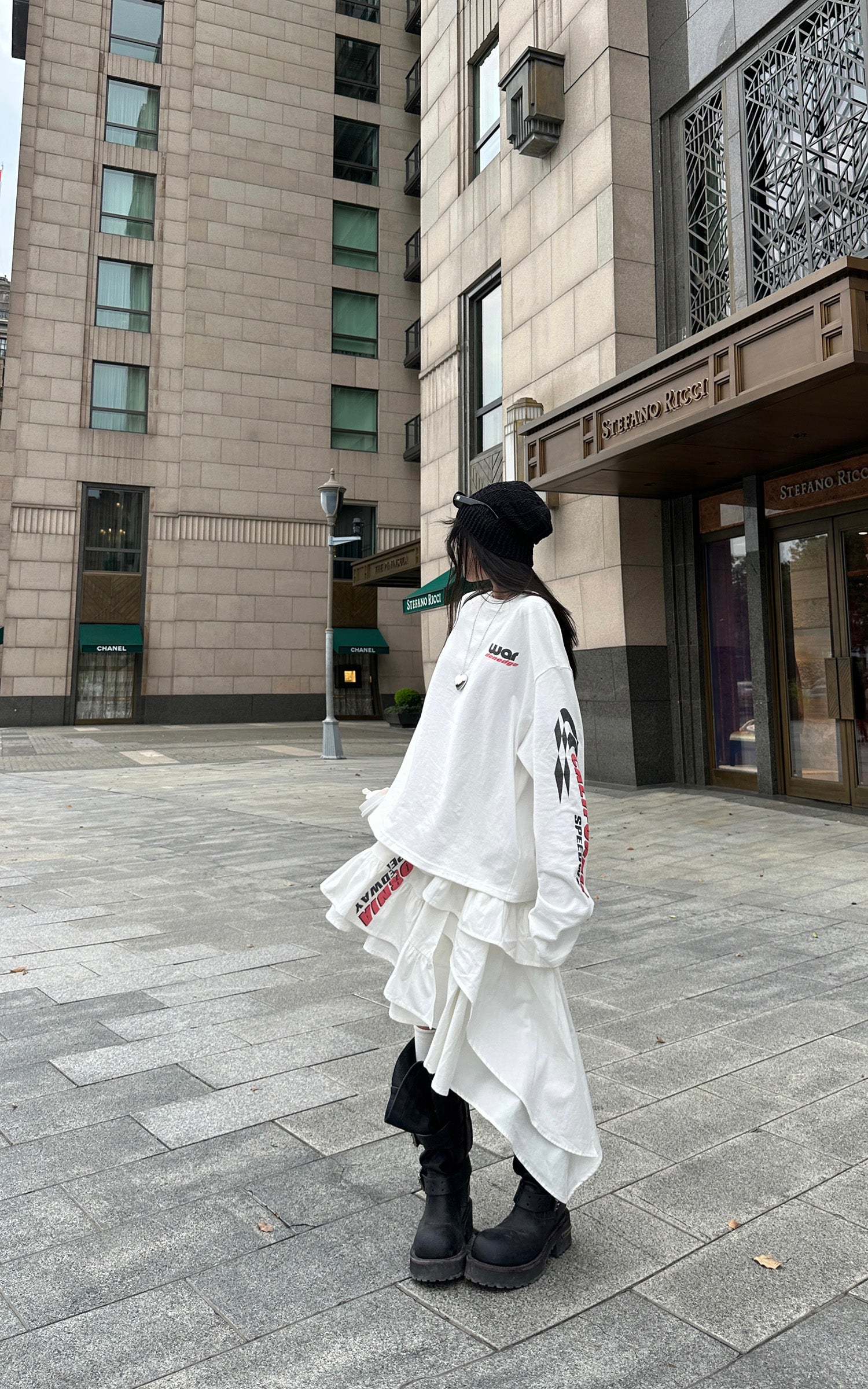 WARDEN EDGE フリル付きアシンメトリーレイヤードスカート