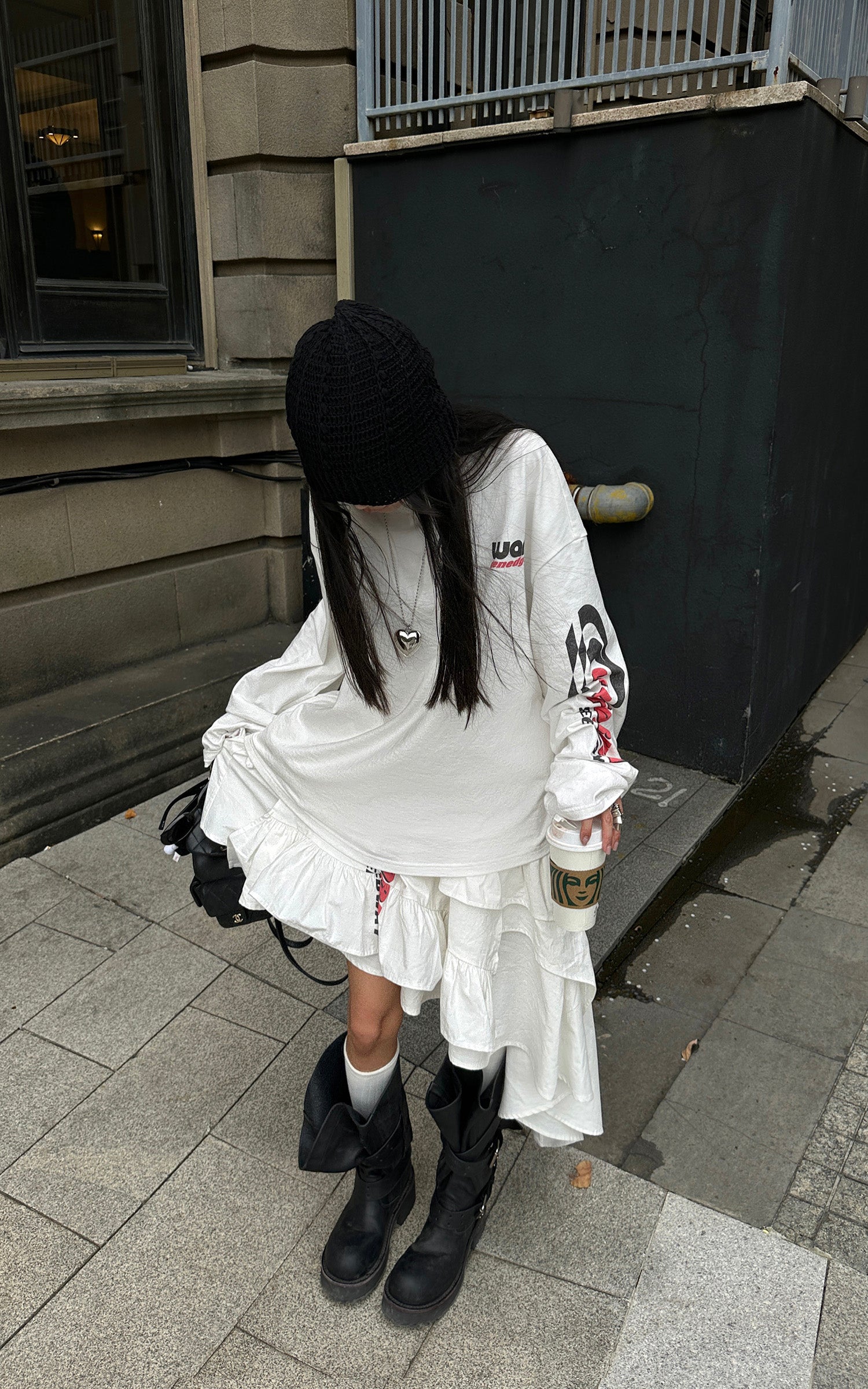 WARDEN EDGE フリル付きアシンメトリーレイヤードスカート