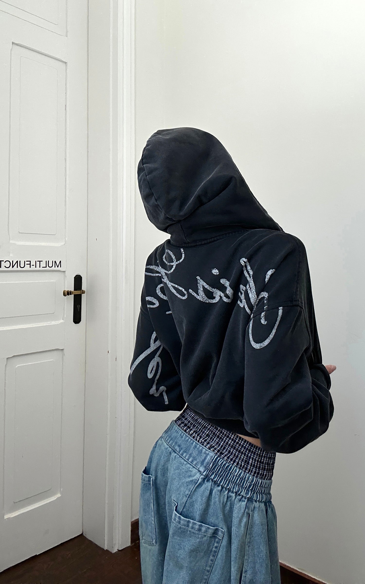 WARDEN EDGE エラスティックウエスト ワイドレッグデニムパンツ