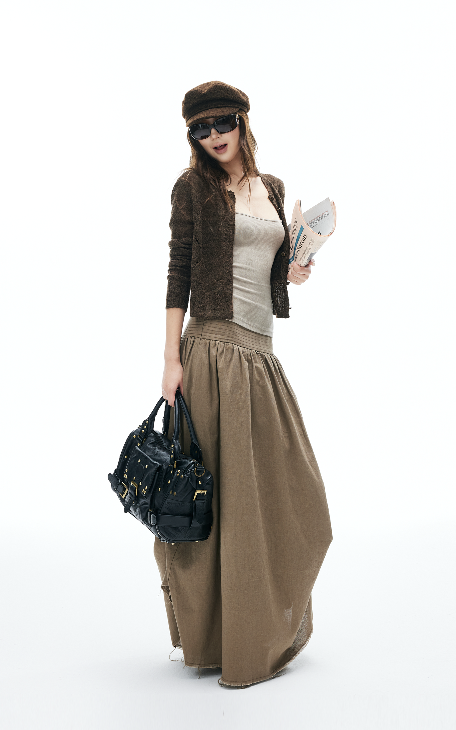 IAMXIAA シアーニットボタンアップカーディガン