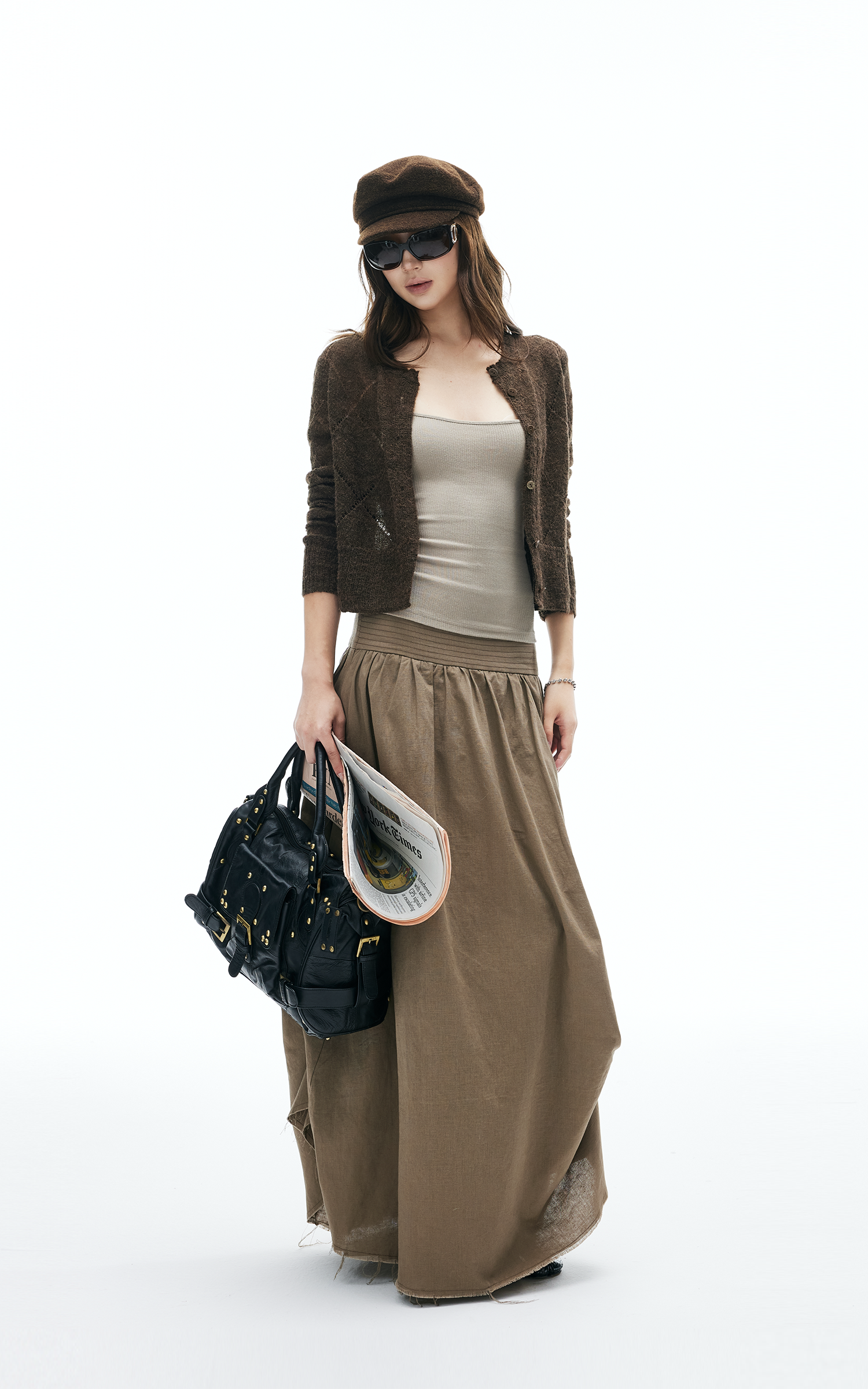 IAMXIAA シアーニットボタンアップカーディガン