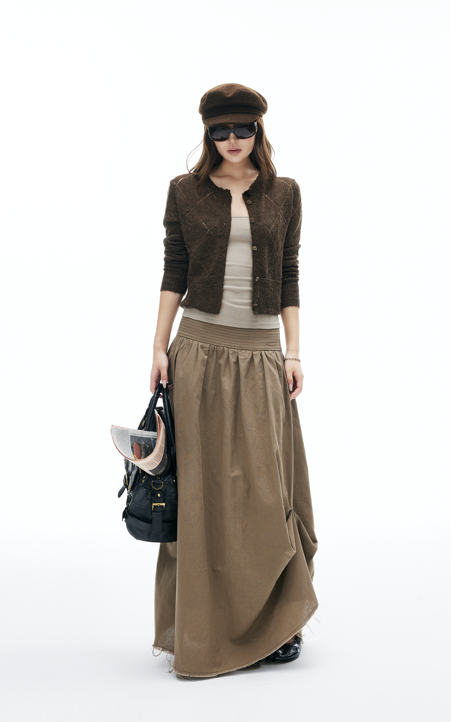 IAMXIAA シアーニットボタンアップカーディガン