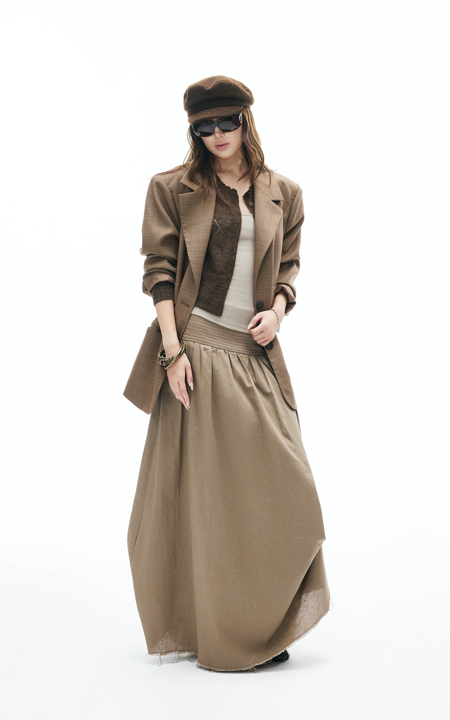 IAMXIAA ドレープウエストマキシスカート