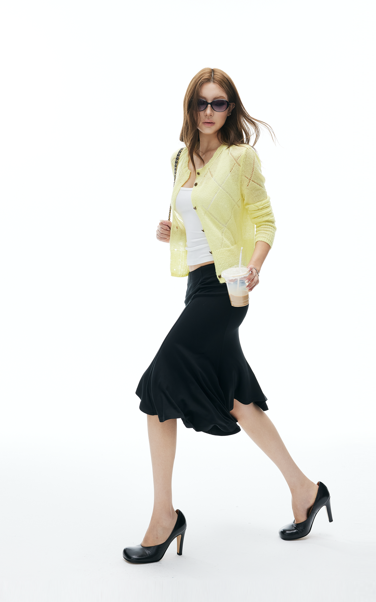 IAMXIAA シアーニットボタンアップカーディガン