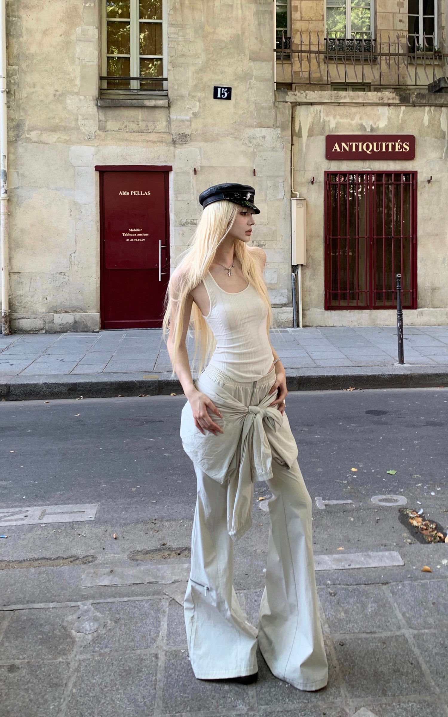 Rase le sol ノットディテール フレアカジュアルパンツ