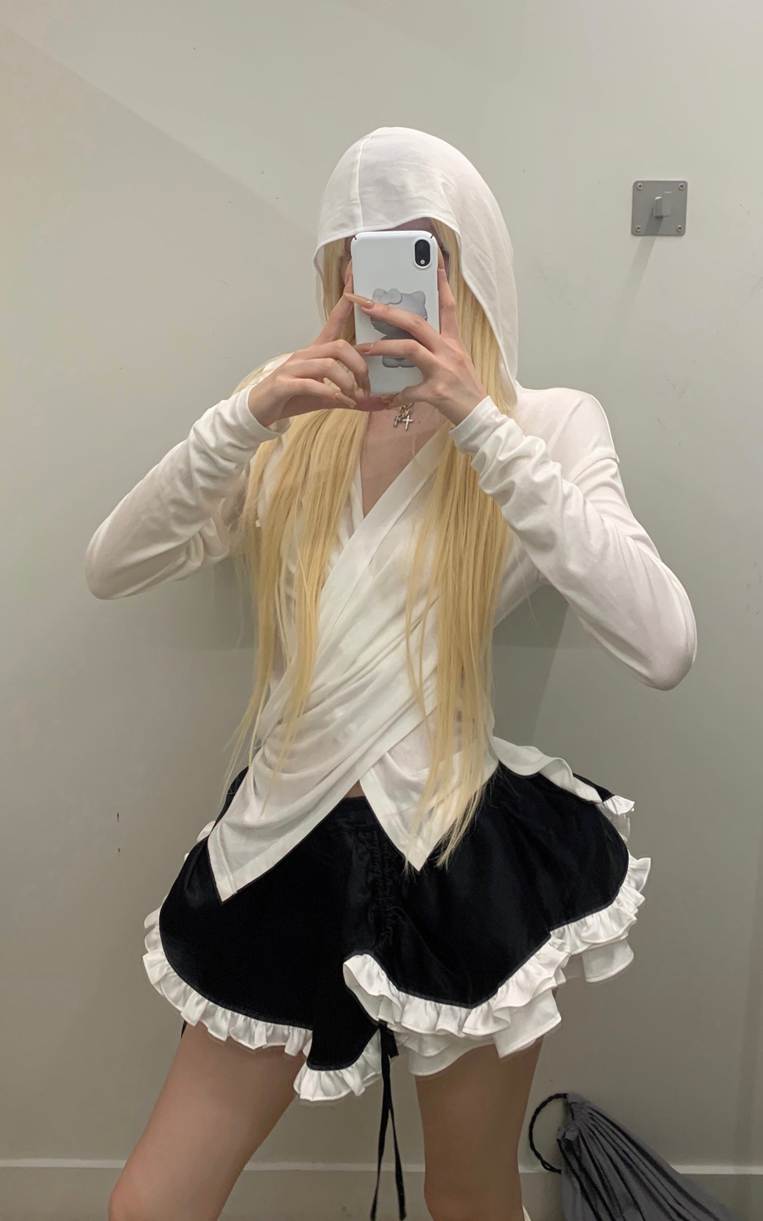 Rase le sol フリル付きブラックレイヤードスカート