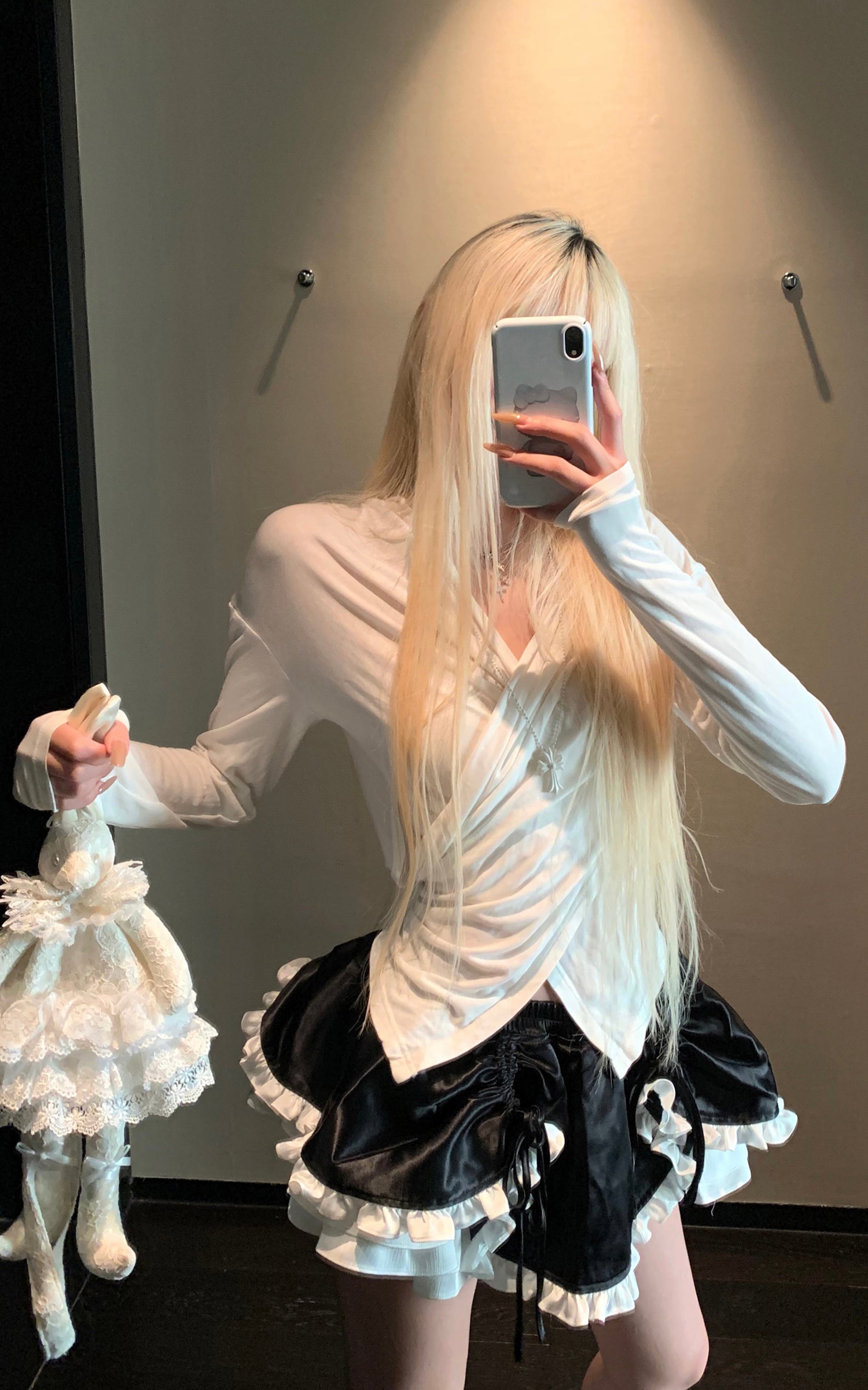 Rase le sol フリル付きブラックレイヤードスカート