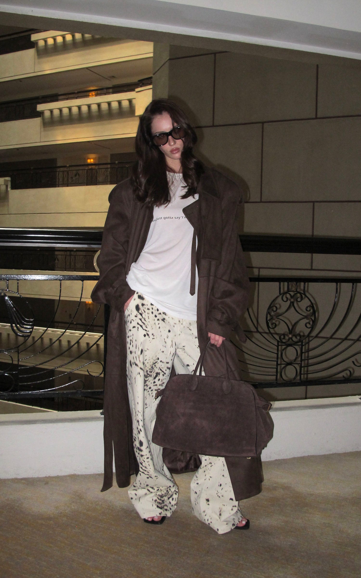 0122stepll レオパードストレートレッグパンツ