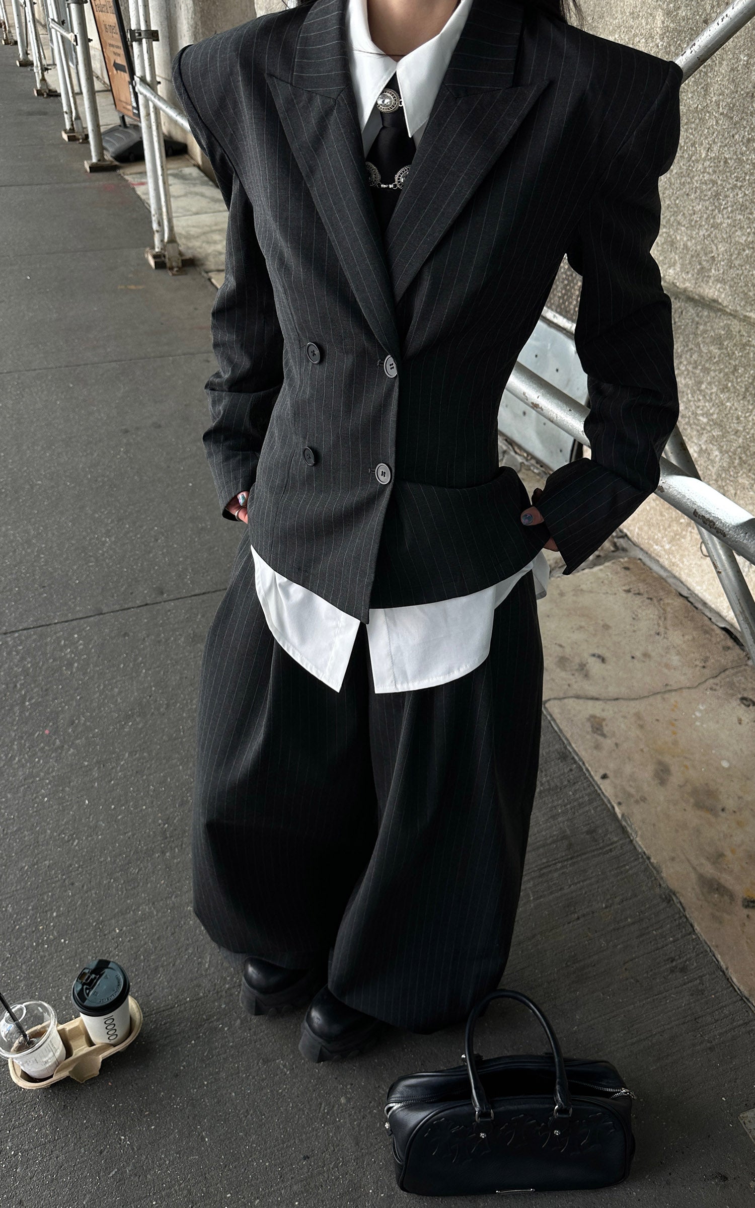 WARDEN EDGE ピンストライプスーツセット（ブレザーシャツ＆ワイドパンツ）