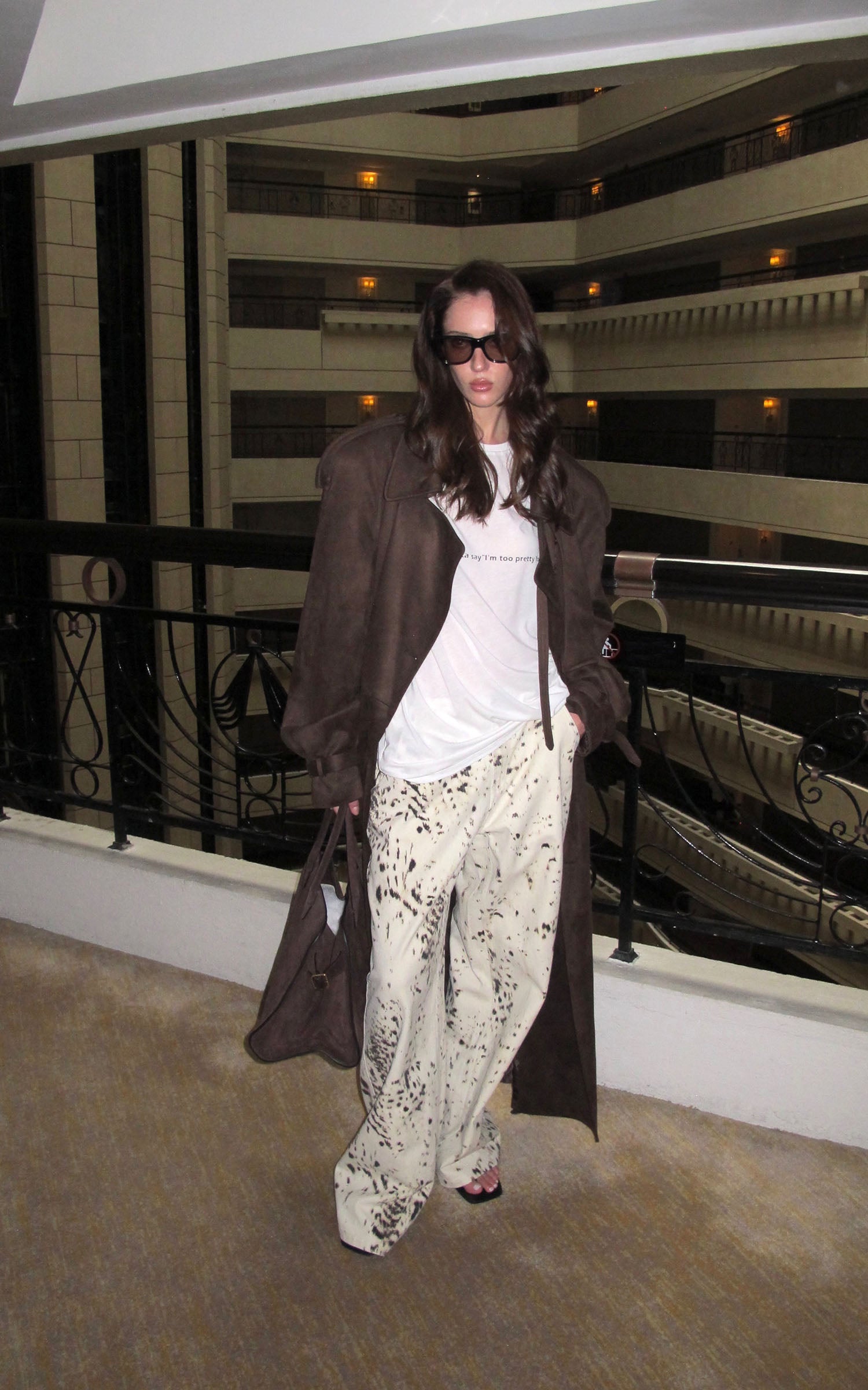 0122stepll レオパードストレートレッグパンツ