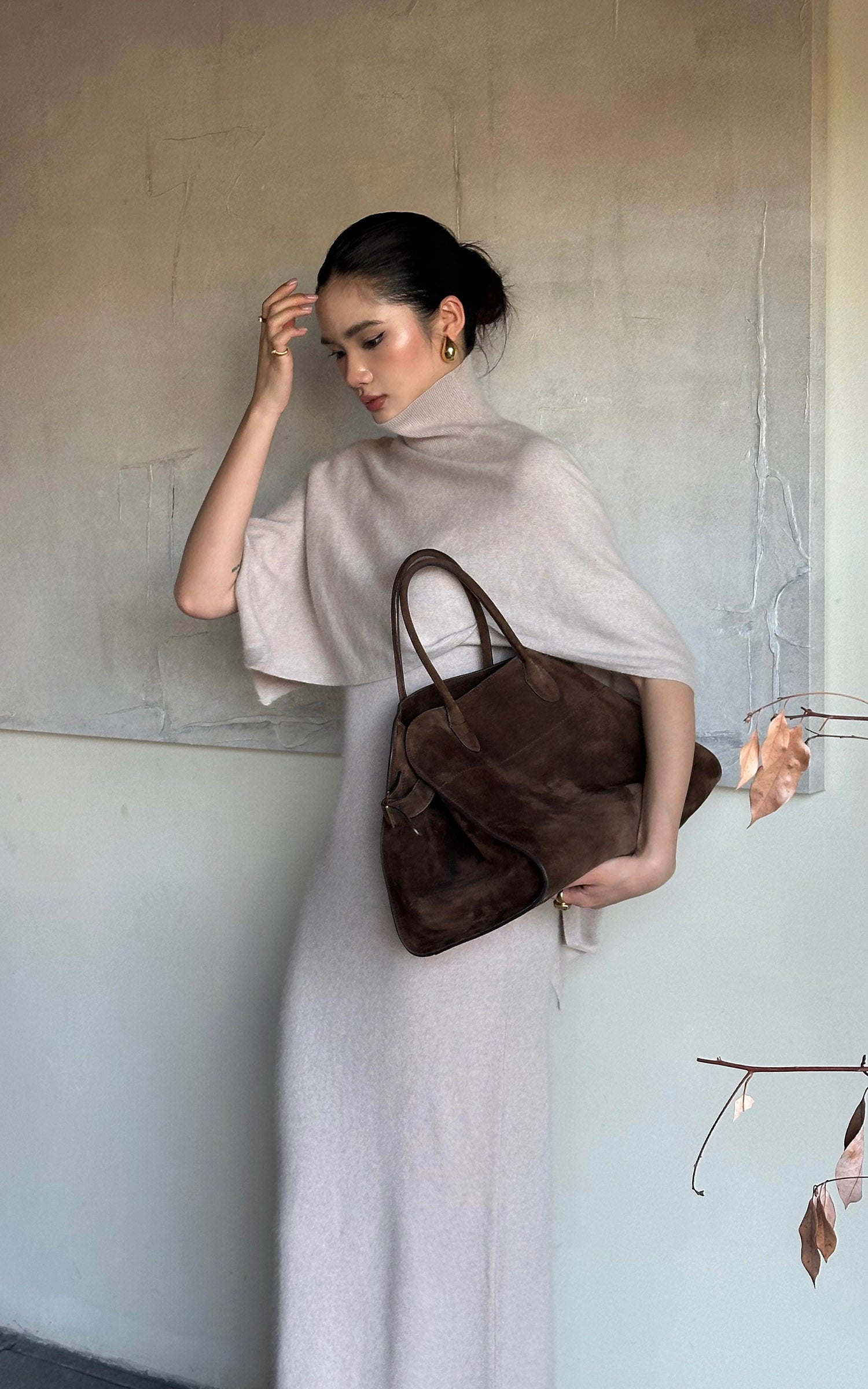 ROVENTE ドレープショール付きニットマキシドレス2点セット