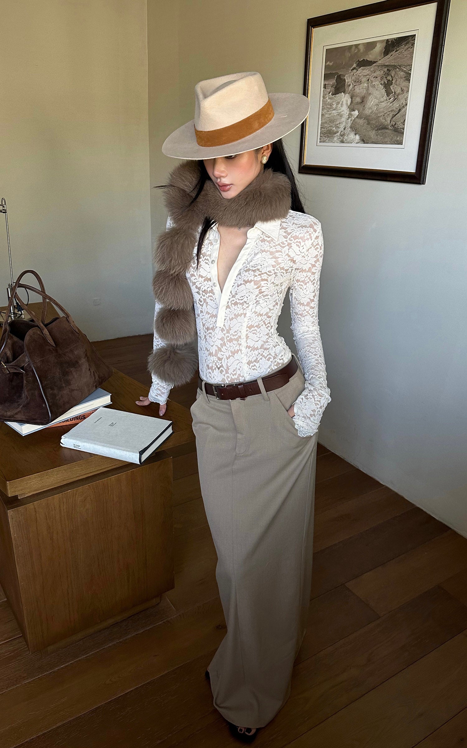 ROVENTE ハイウエストマキシスカート・美しいシルエット＆バックスリット