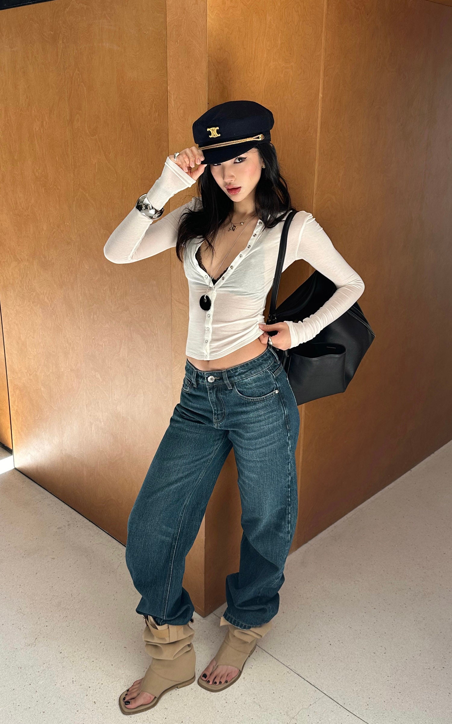 ROVENTE Sheer Snap Cardigan &amp; Lace Bralette Set