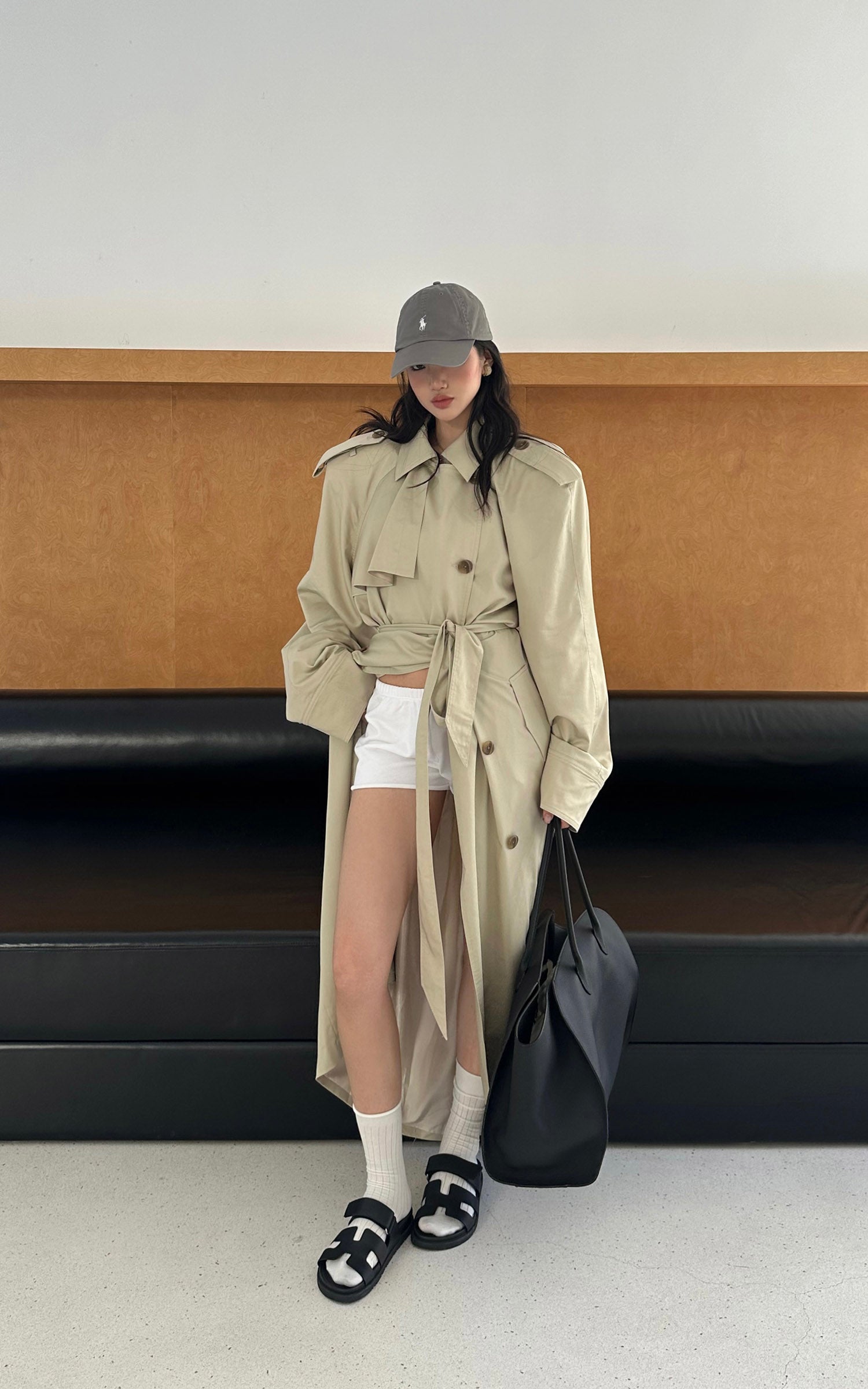 ROVENTE ベルト付きダブルブレストトレンチコート