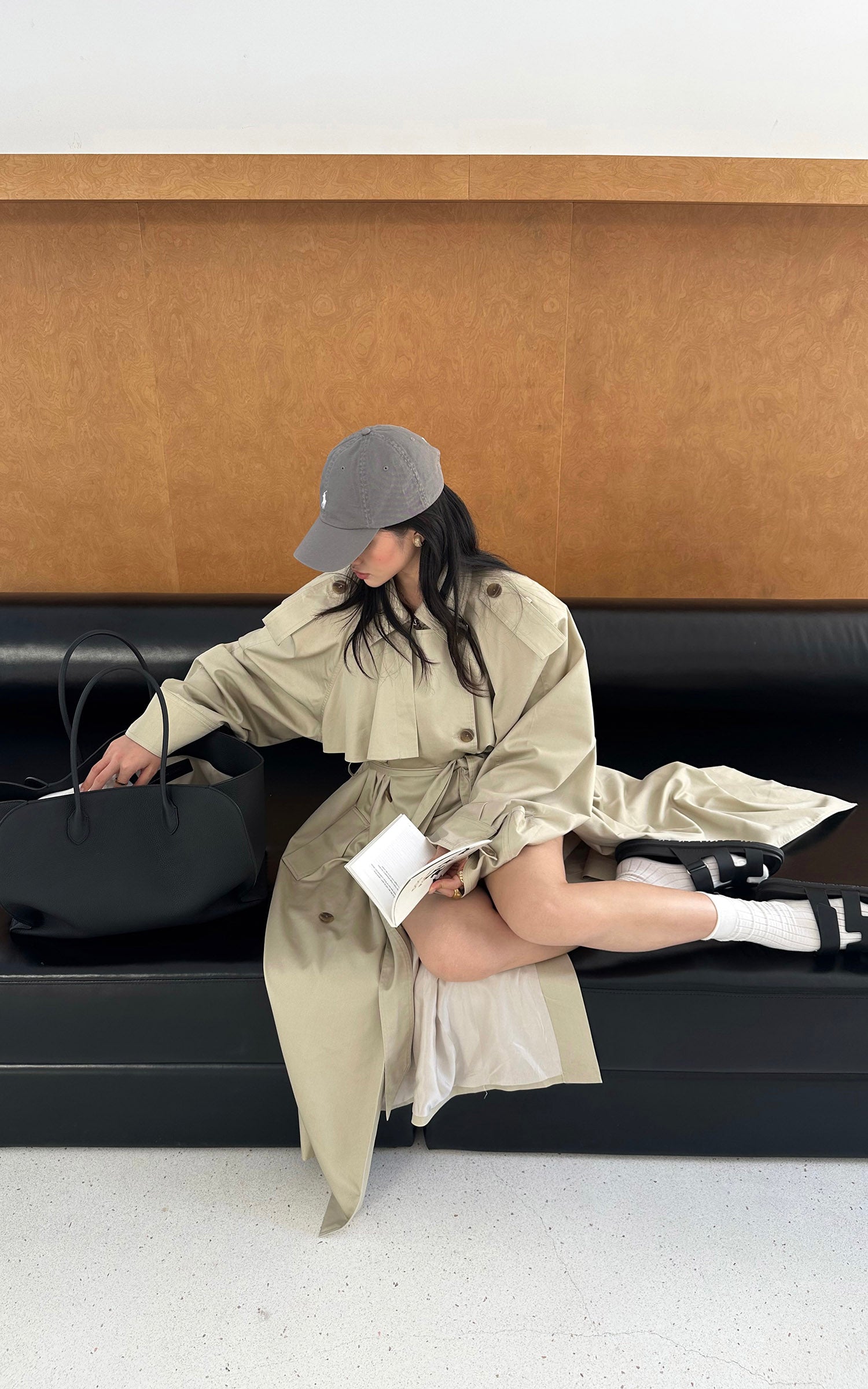 ROVENTE ベルト付きダブルブレストトレンチコート