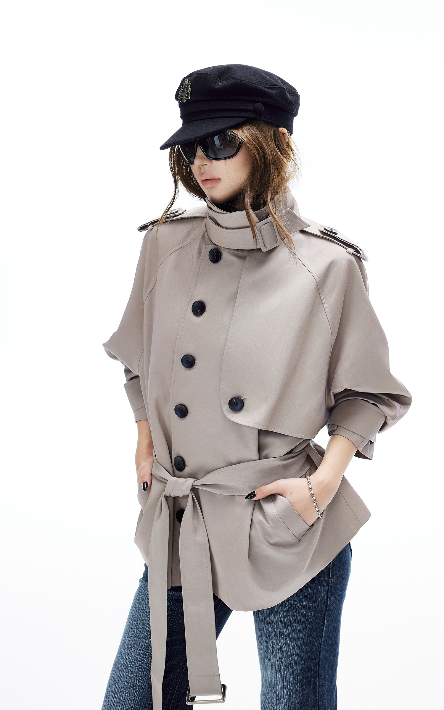IAMXIAA Belted Short Trench Coat