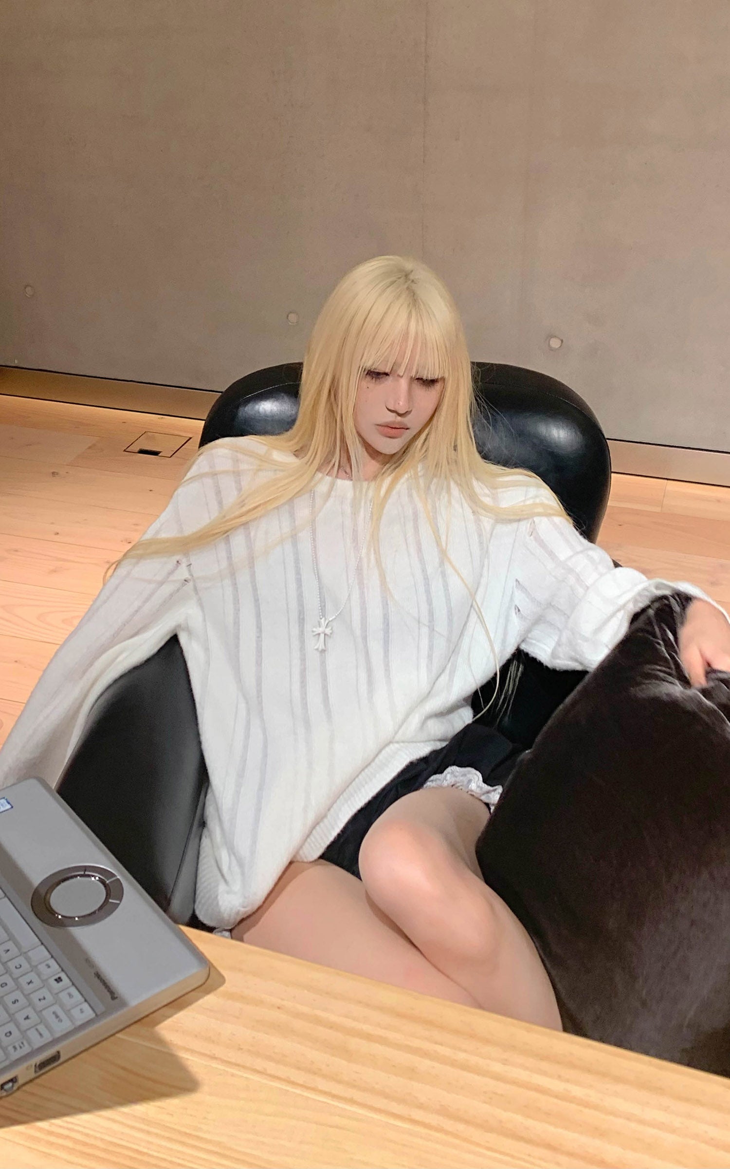 Rase le sol ダメージ加工ストライプニットセーター