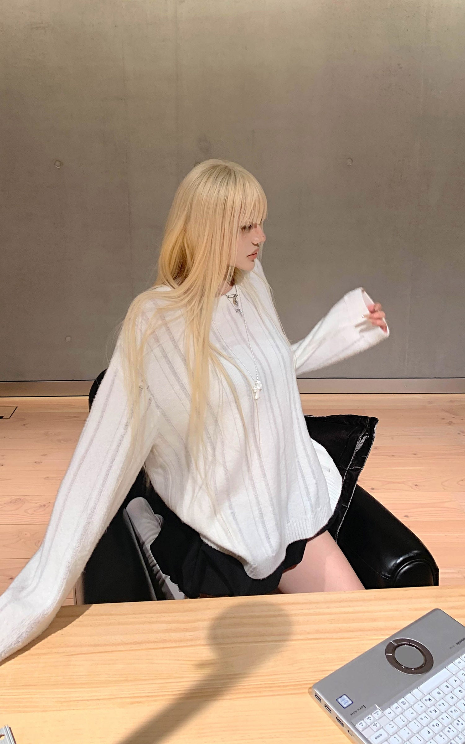 Rase le sol ダメージ加工ストライプニットセーター