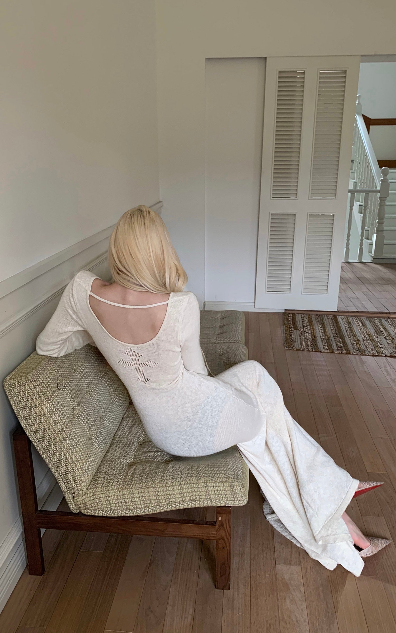 Rase le sol ホロークロスニットマキシドレス