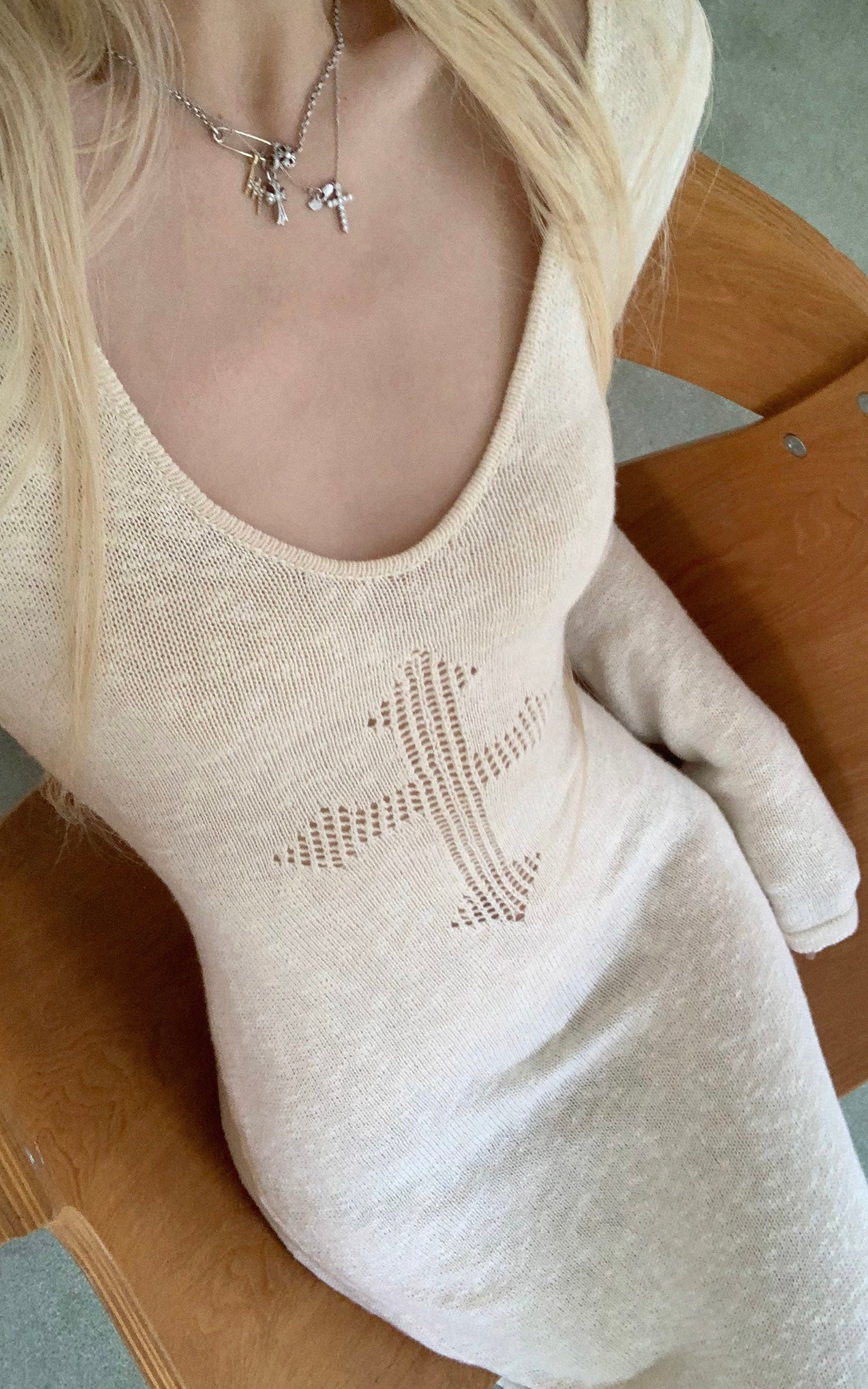 Rase le sol ホロークロスニットマキシドレス