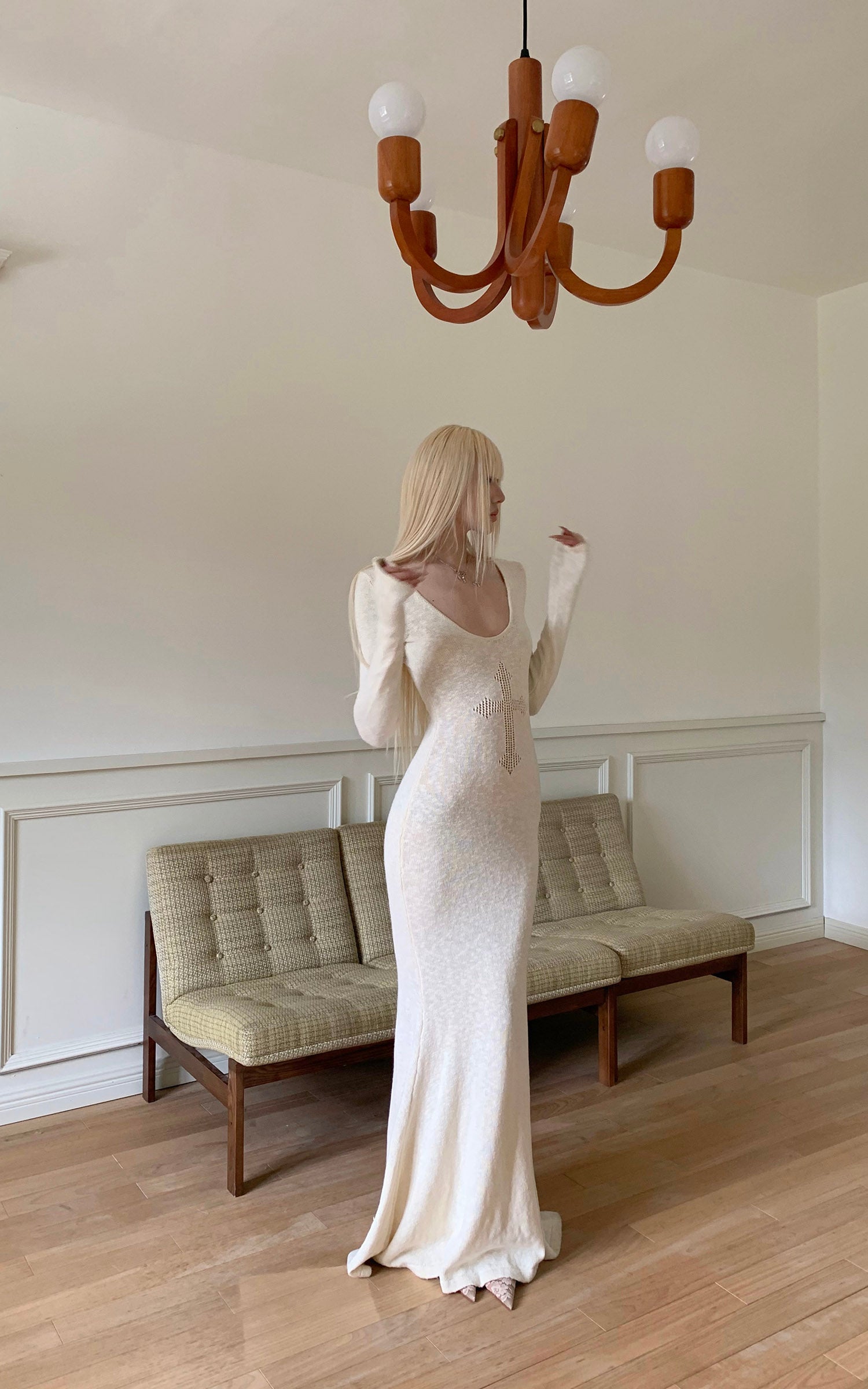 Rase le sol ホロークロスニットマキシドレス