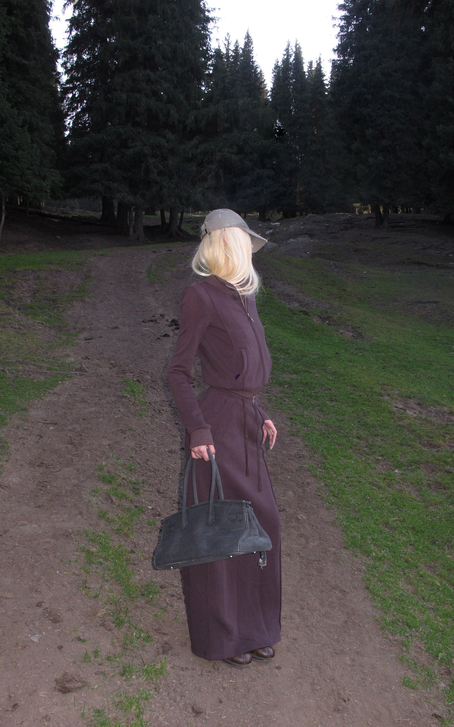 Rase le sol ジップカラー スウェットジャケットとパネルマキシスカートセット