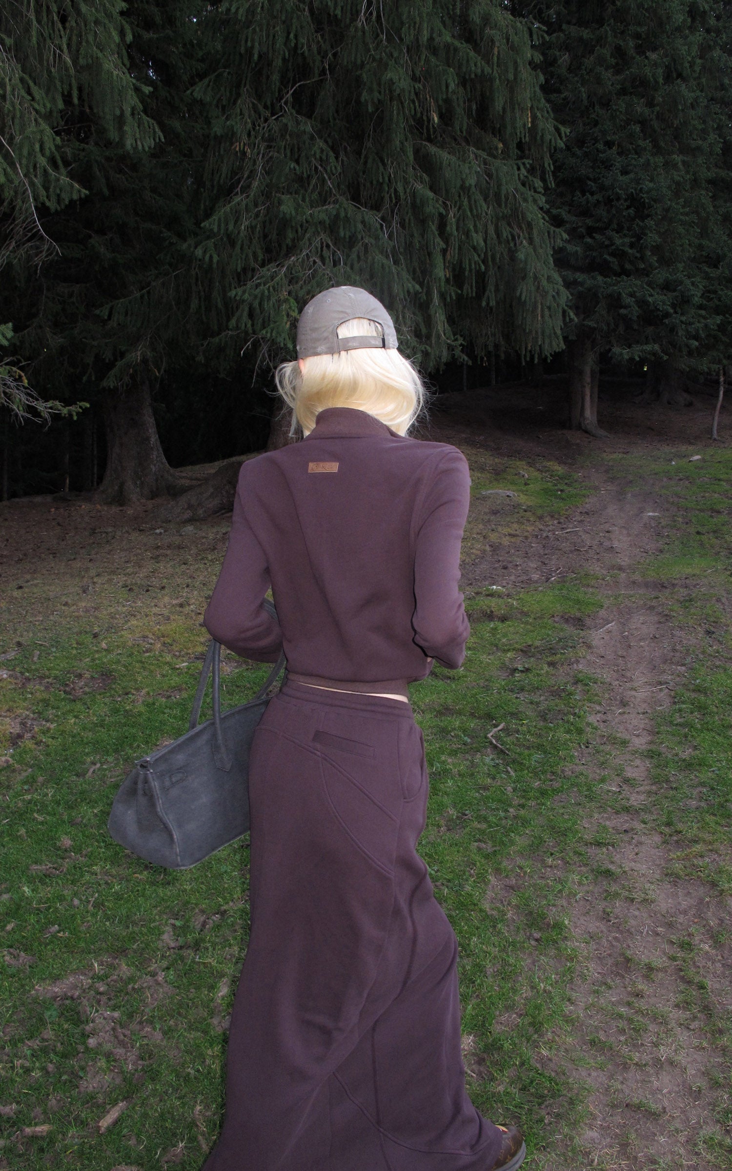 Rase le sol ジップカラー スウェットジャケットとパネルマキシスカートセット