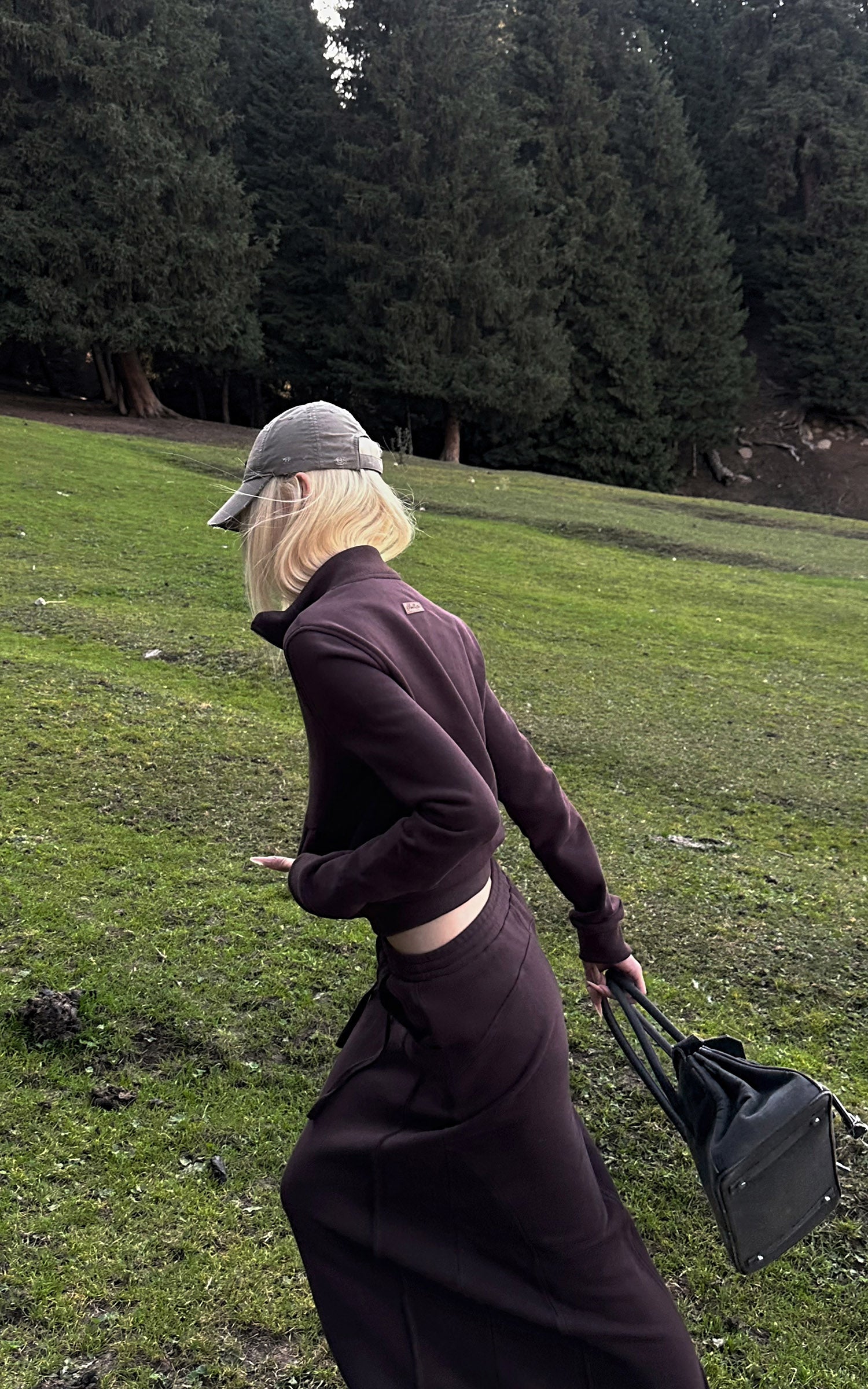 Rase le sol ジップカラー スウェットジャケットとパネルマキシスカートセット