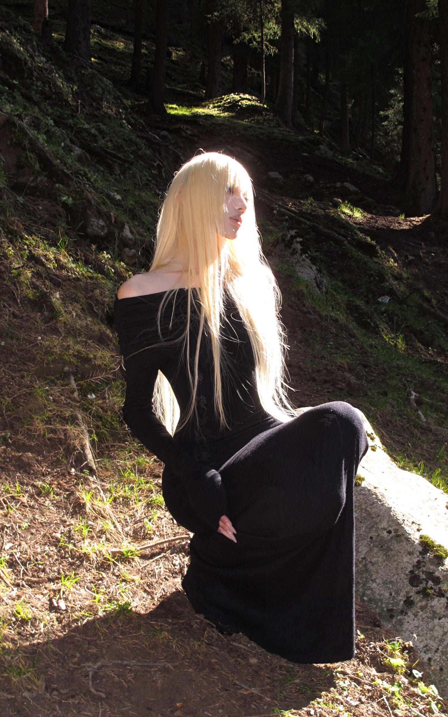 Rase le sol オフショルダー フィットニット イブニングドレス