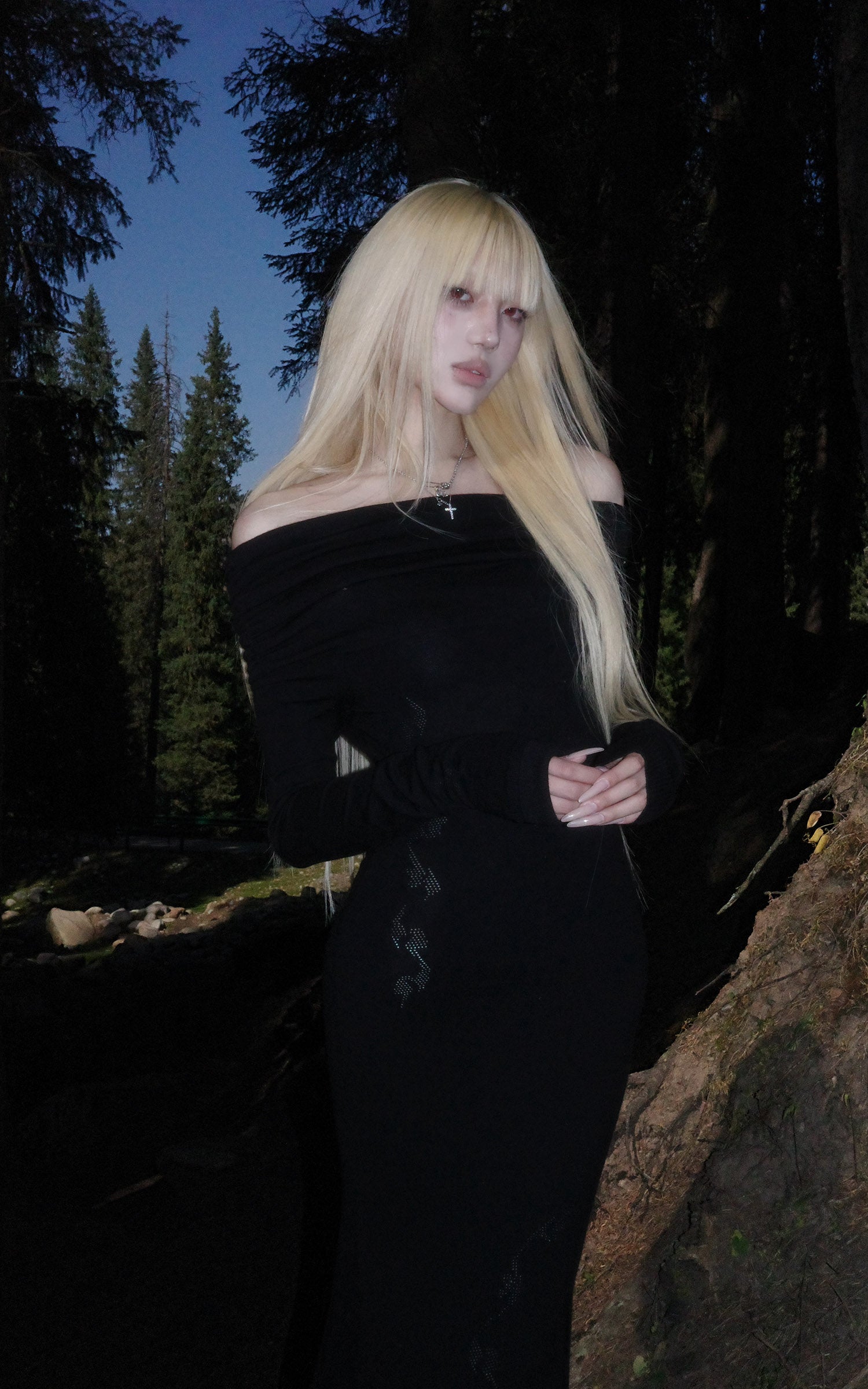 Rase le sol オフショルダー フィットニット イブニングドレス