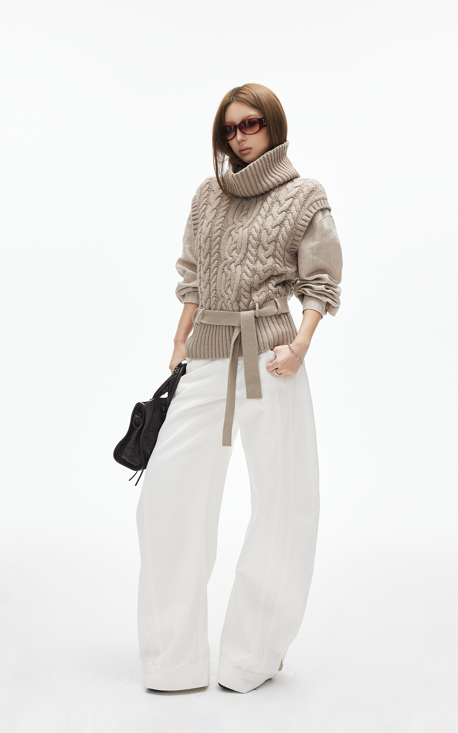 IAMXIAA Wide Leg Structured Denim Pants