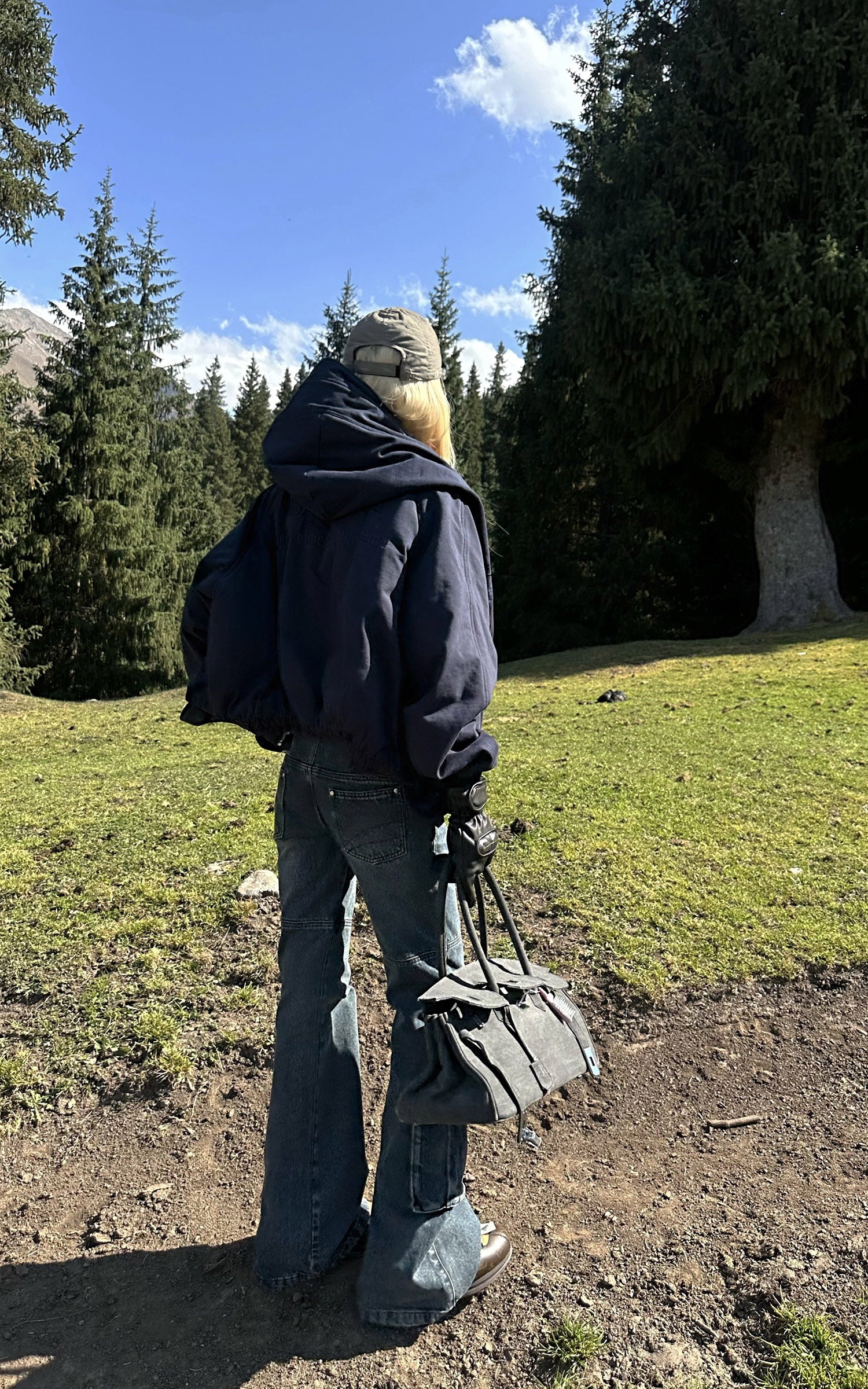 Rase le sol パネル切替フレアカーゴデニムパンツ