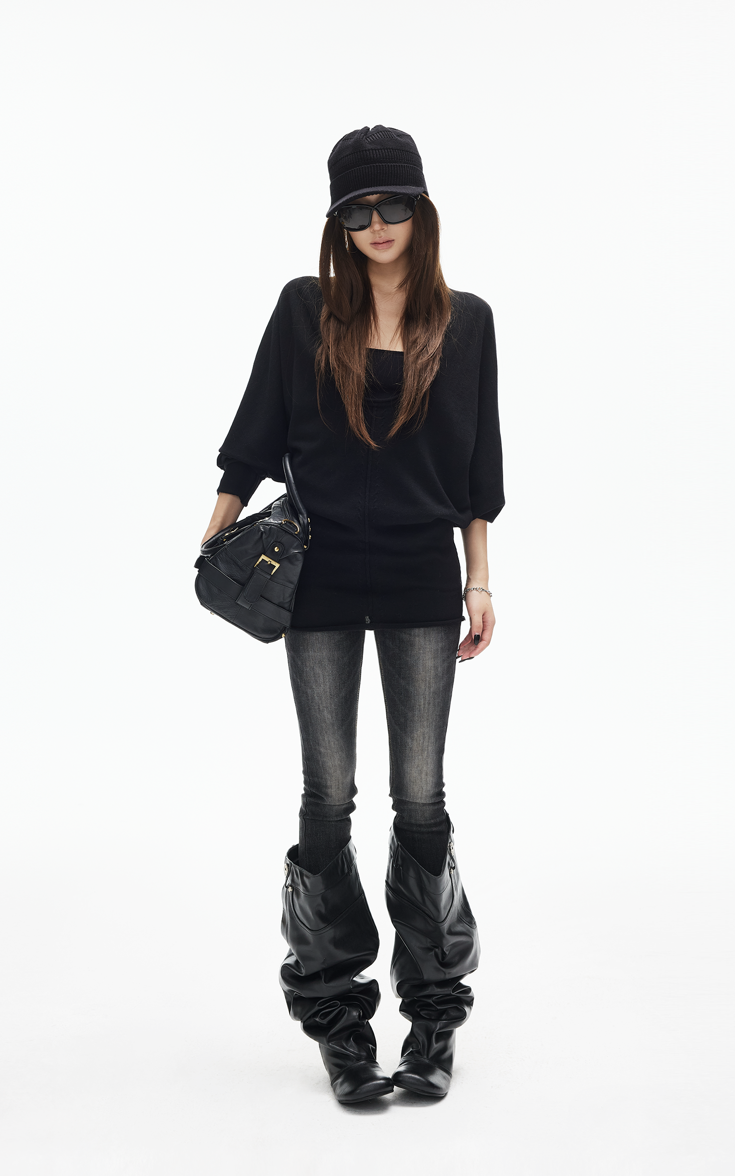 IAMXIAA ディープV バットウィング ニットトップ