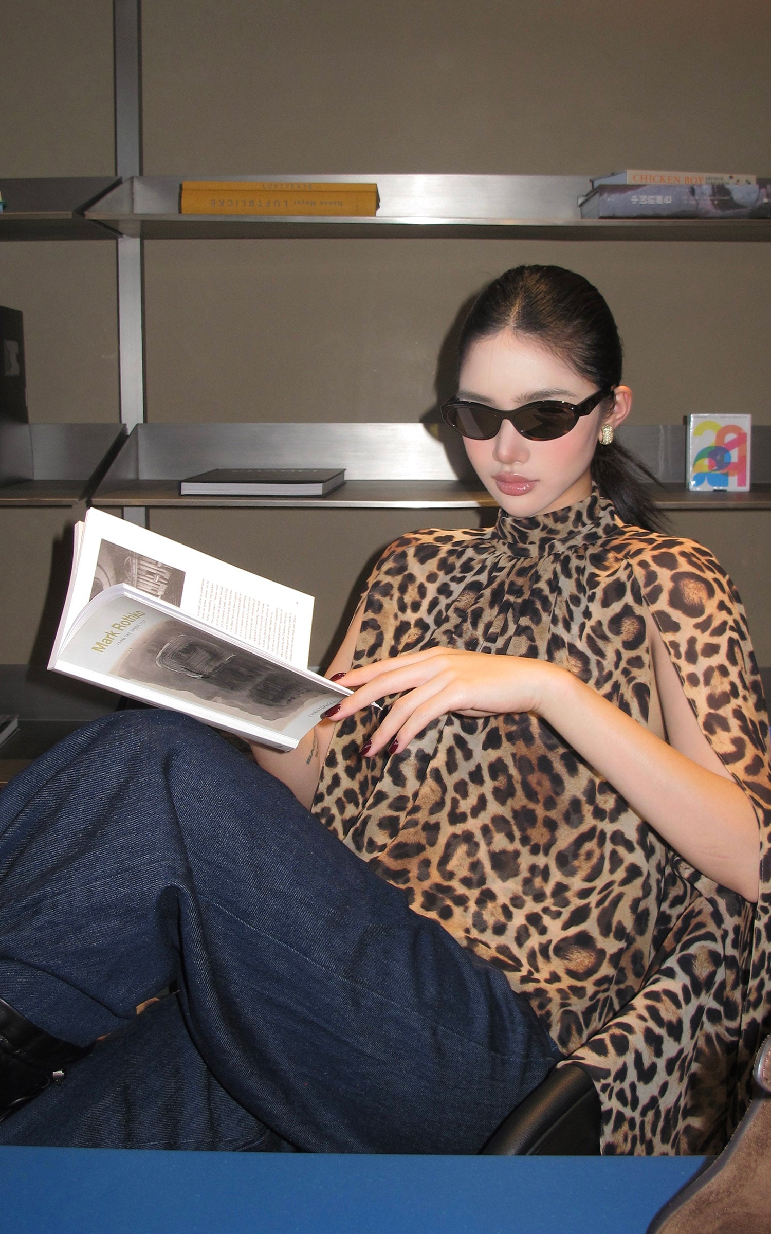 ROVENTE Leopard Chiffon Cape Top