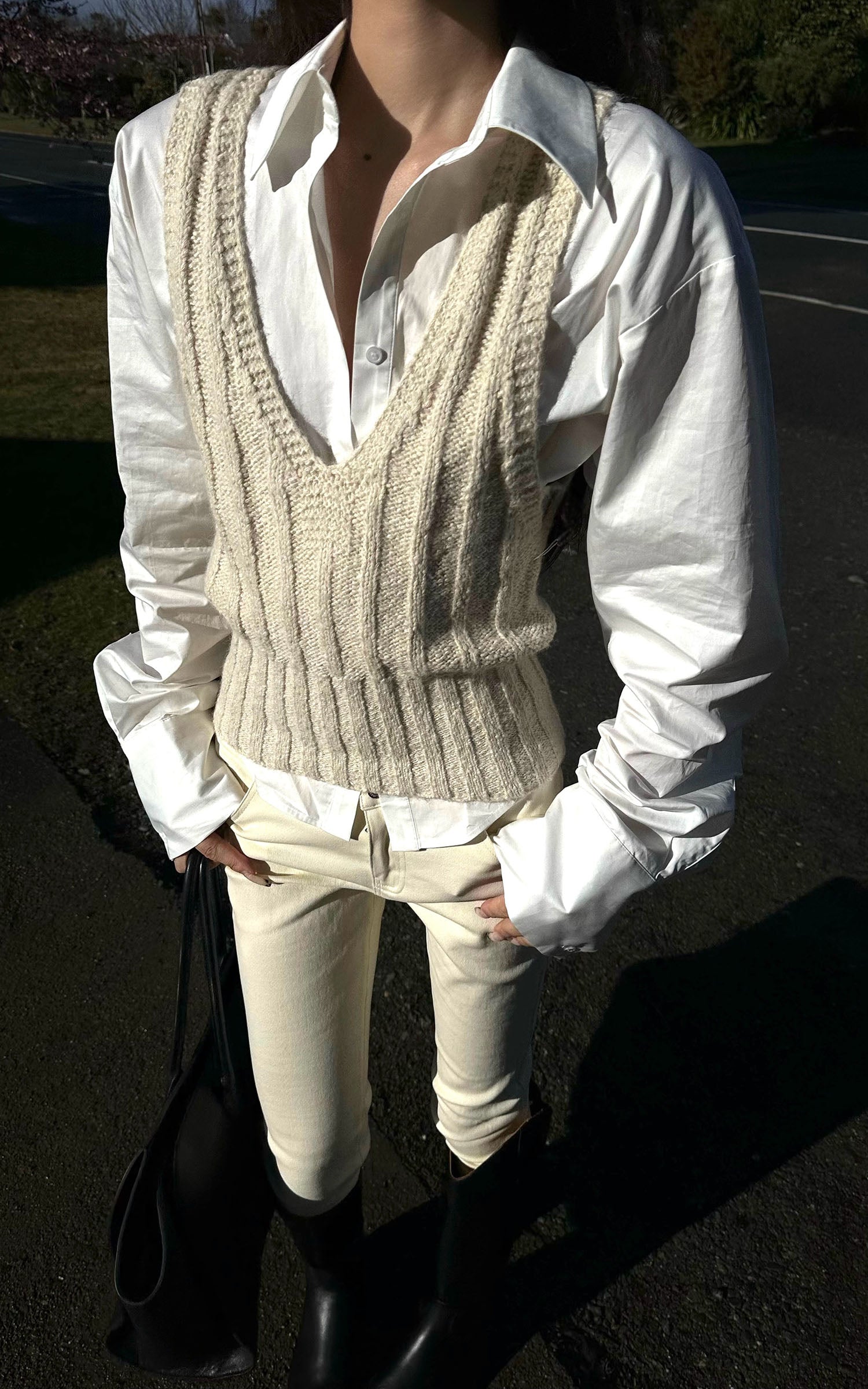 0122stepll White Shirt Set