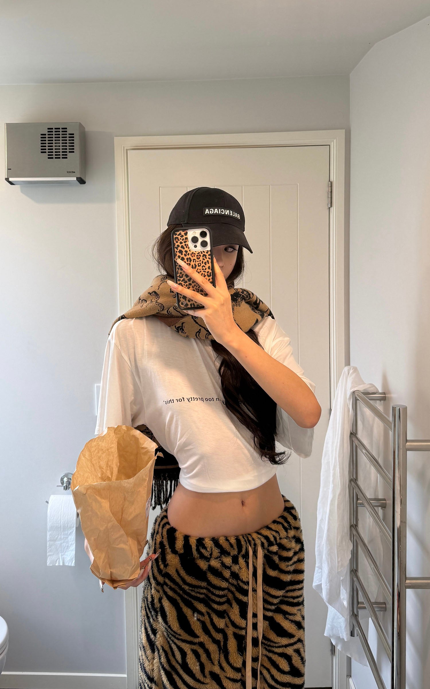 0122stepll タイガープリントワイドレッグパンツ