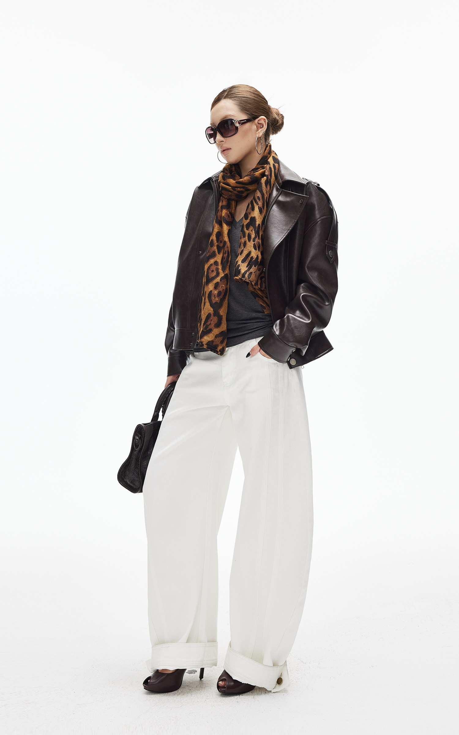 IAMXIAA Wide Leg Structured Denim Pants