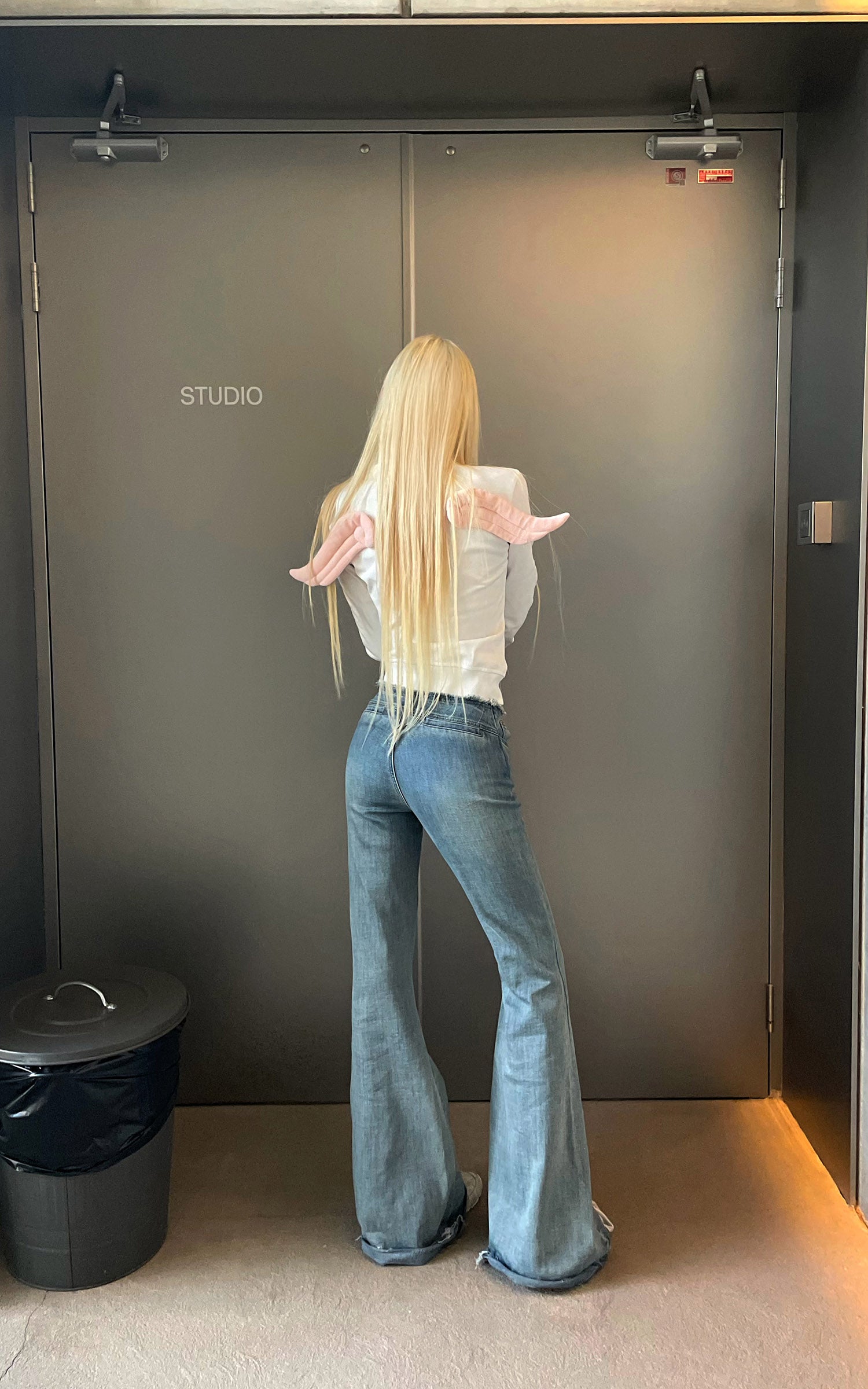 Rase le sol デコンストラクテッド生デニムフレアトラウザーズ