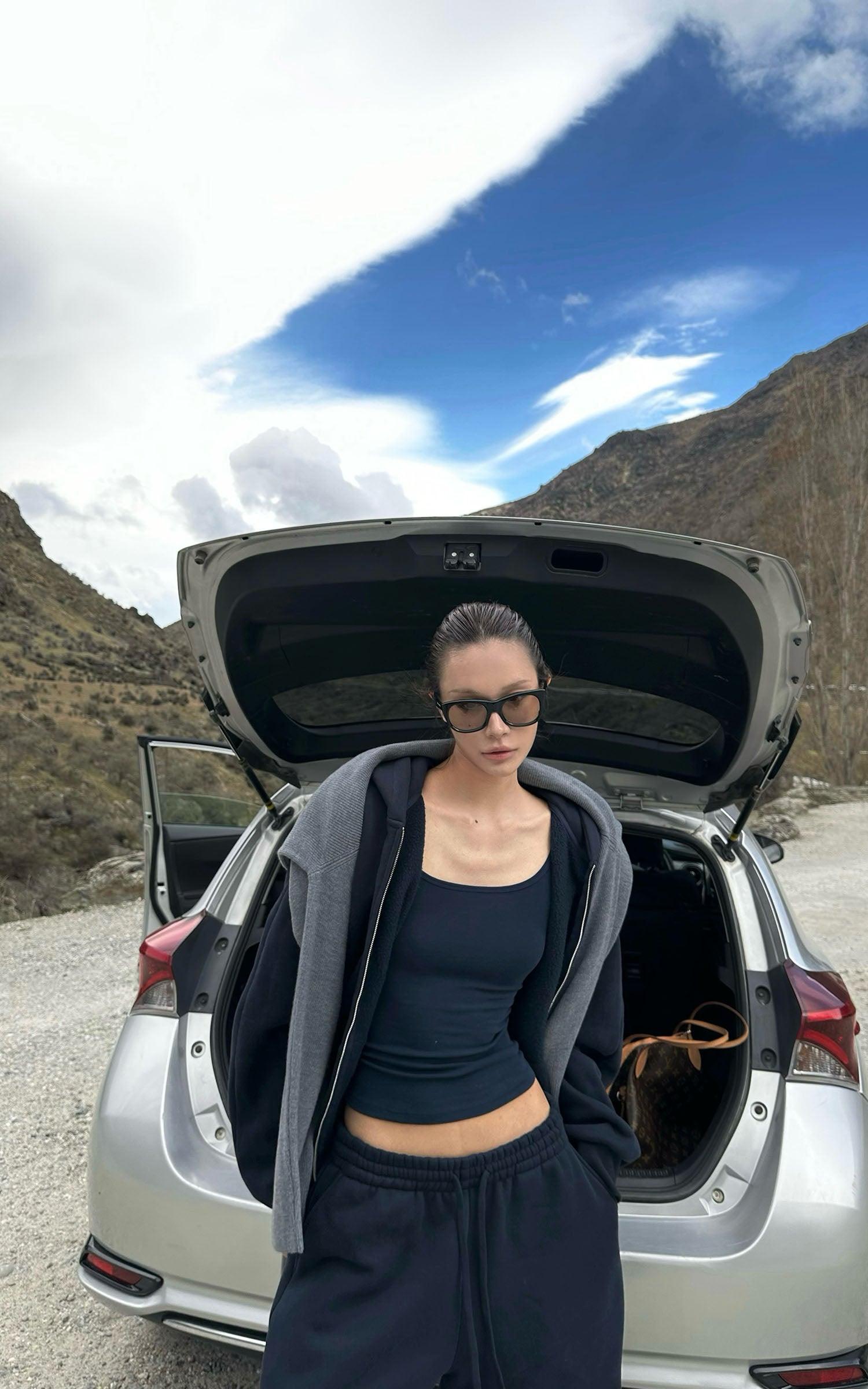 0122tepll カーディガンジャケット＆ドローストリングワイドレッグパンツセット