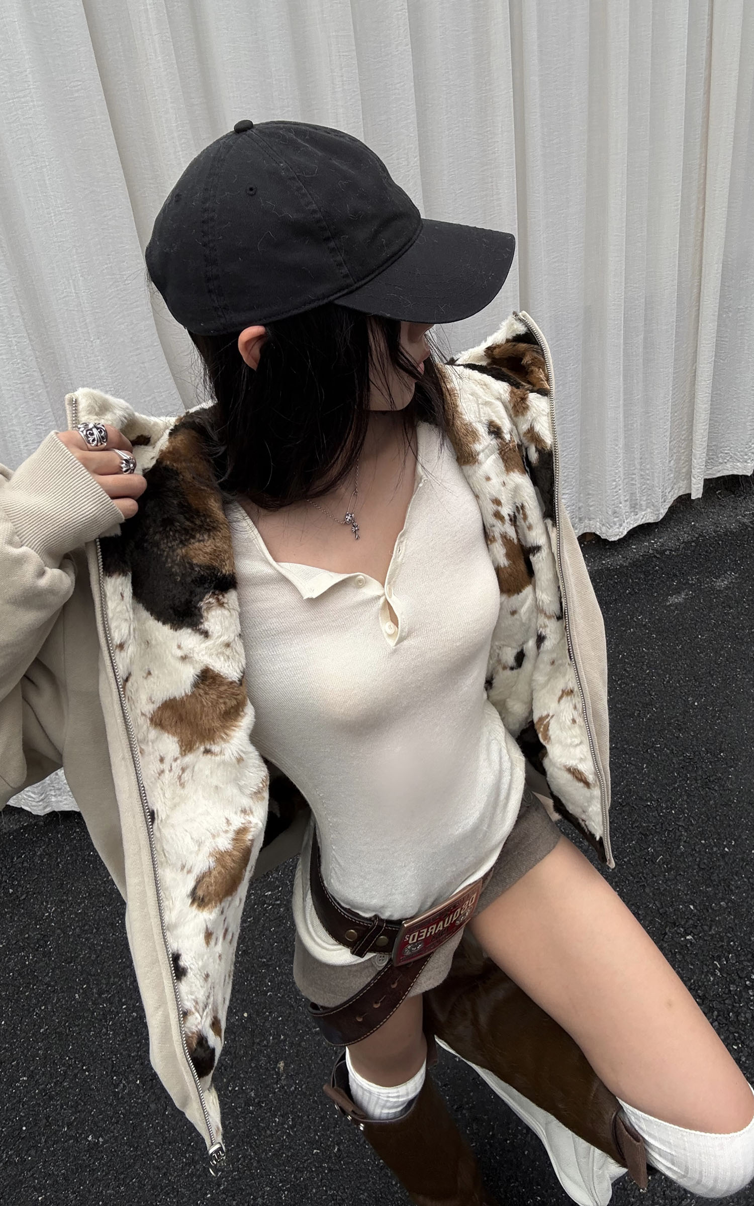 WARDEN EDGE ウール風ストラクチャードハイウエストショーツ