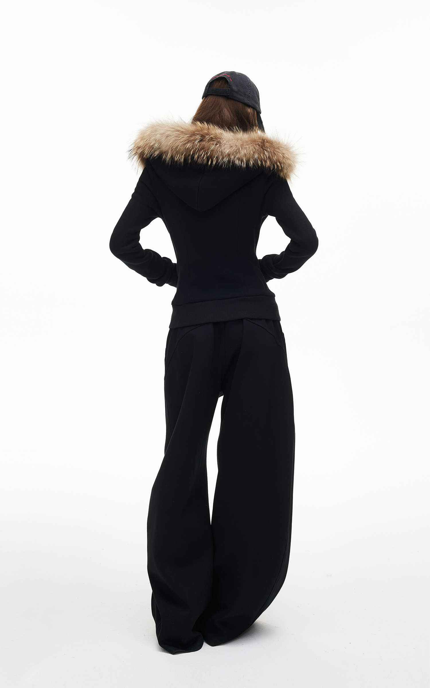 IAMXIAA ワイドレッグロークロッチカジュアルパンツ