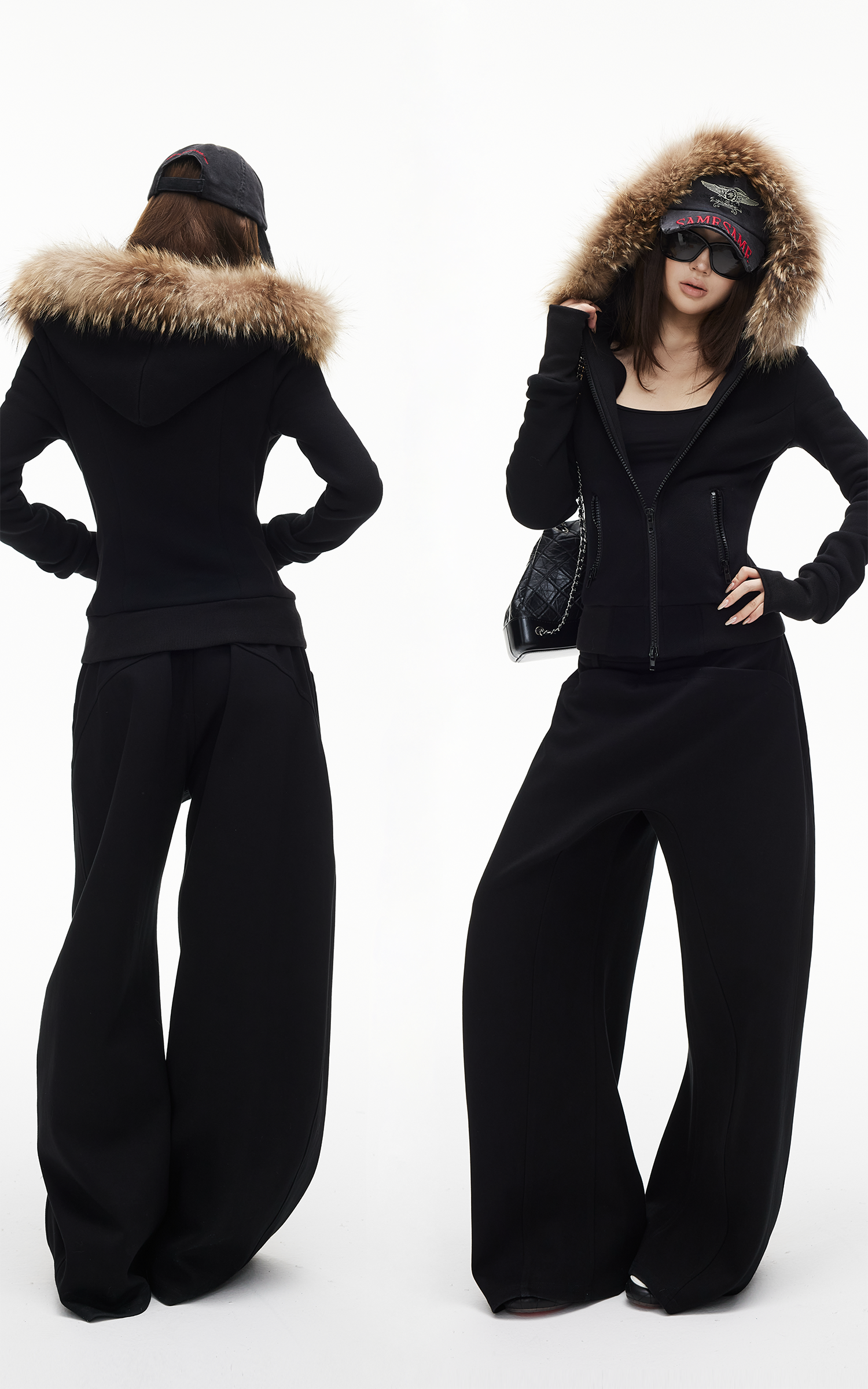 IAMXIAA フィンラクーンファーフード付きジップアップジャケット