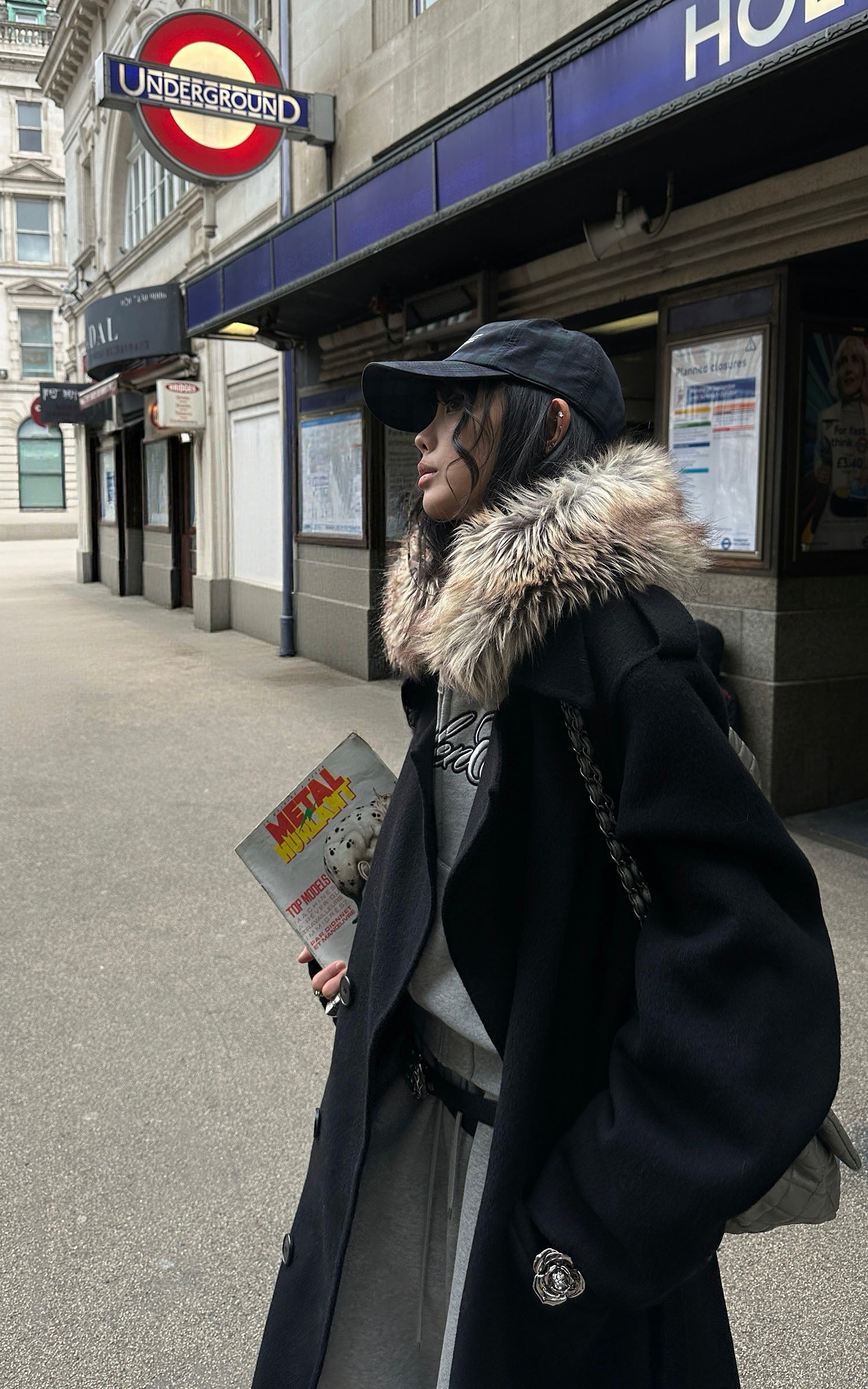 WARDEN EDGE ベルト付きダブルブレストウールコート